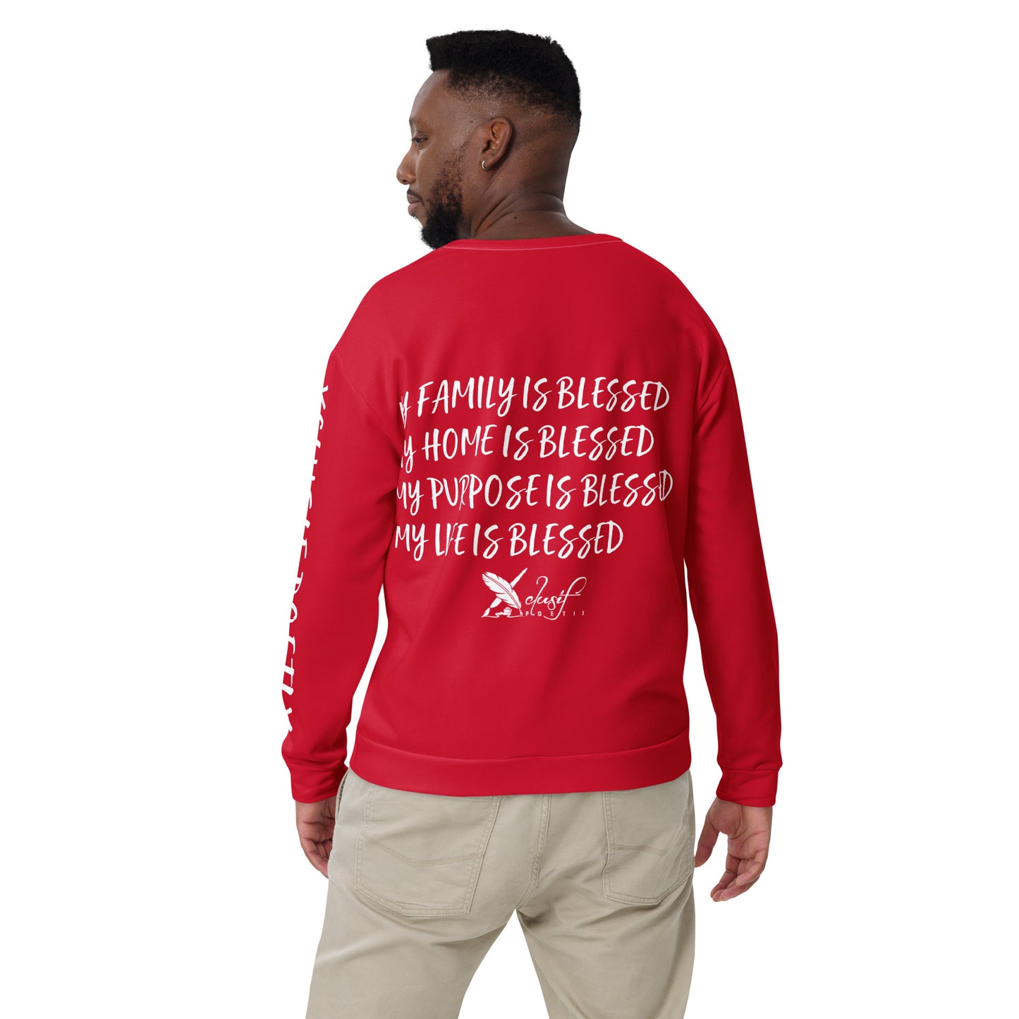 BLESSED BY XCLUSIF POETIX RED & WHITE Unisex Sweatshirt