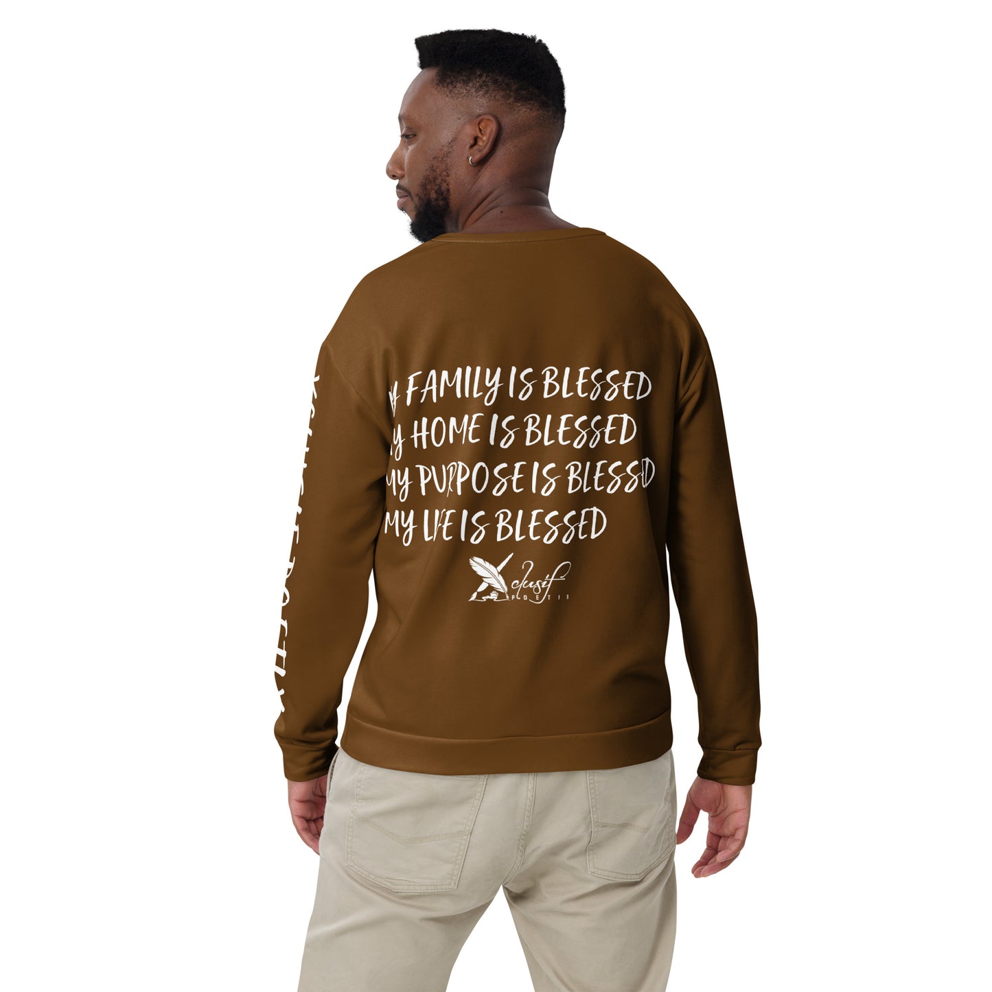 BLESSED BY XCLUSIF POETIX BROWN & WHITE Unisex Sweatshirt