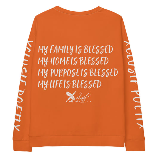 BLESSED BY XCLUSIF POETIX ORANGE & WHITE Unisex Sweatshirt