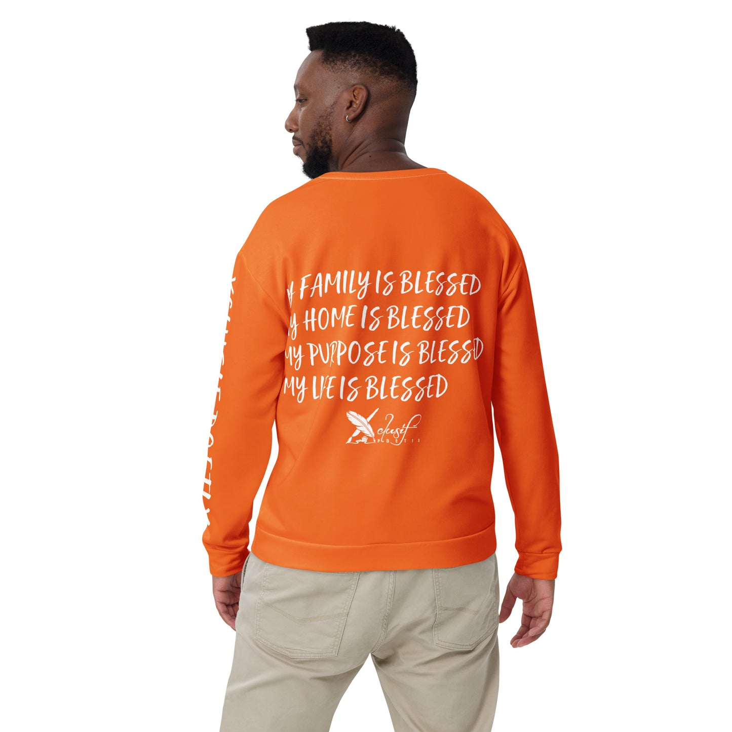 BLESSED BY XCLUSIF POETIX ORANGE & WHITE Unisex Sweatshirt