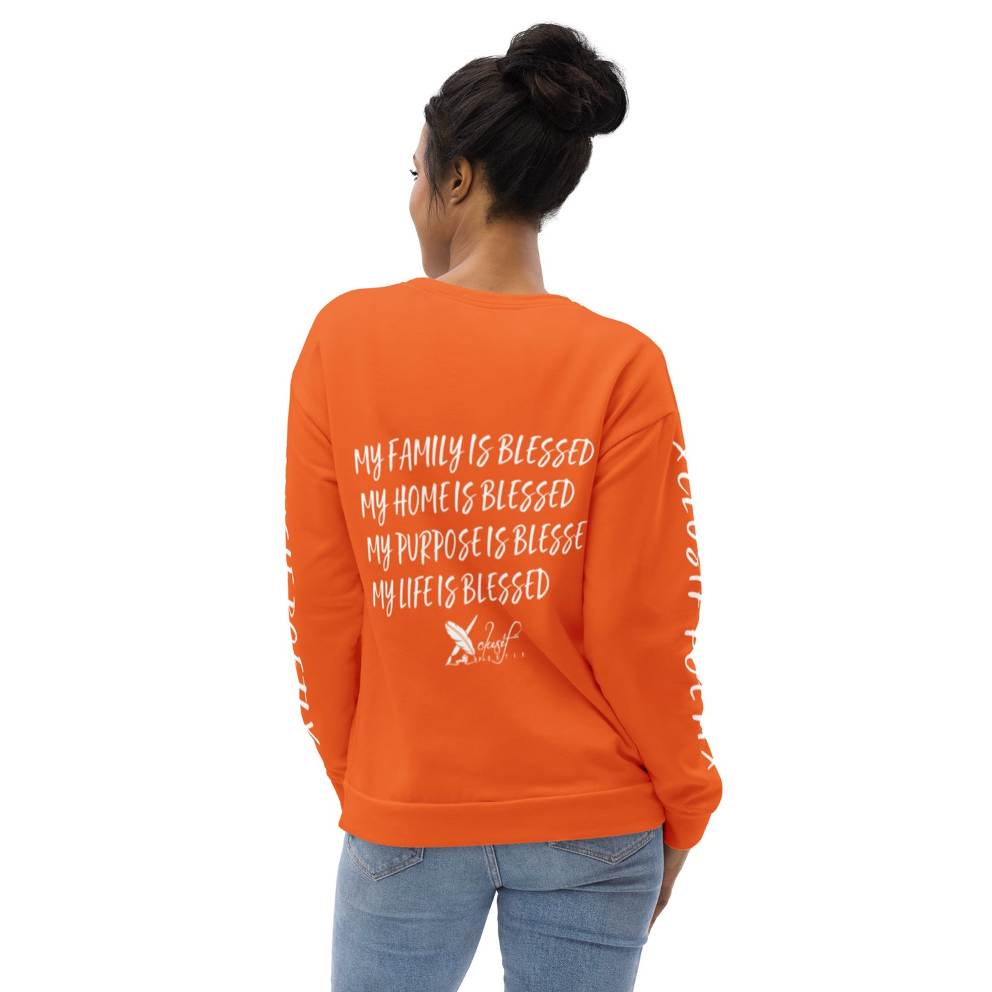 BLESSED BY XCLUSIF POETIX ORANGE & WHITE Unisex Sweatshirt