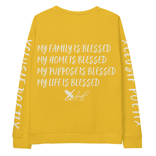 BLESSED BY XCLUSIF POETIX YELLOW & WHITE Unisex Sweatshirt