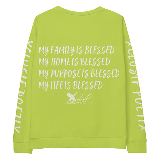 BLESSED BY XCLUSIF POETIX LIGHT GREEN & WHITE Unisex Sweatshirt