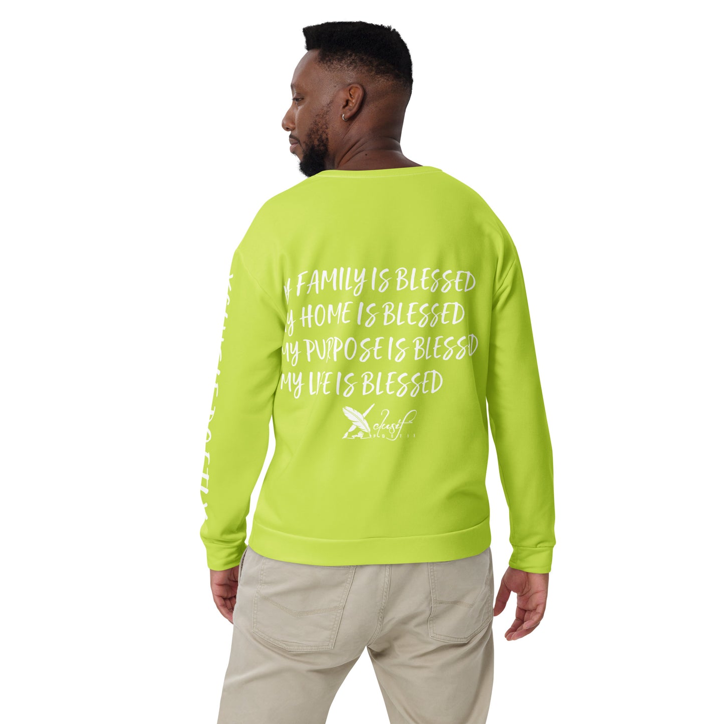 BLESSED BY XCLUSIF POETIX LIGHT GREEN & WHITE Unisex Sweatshirt