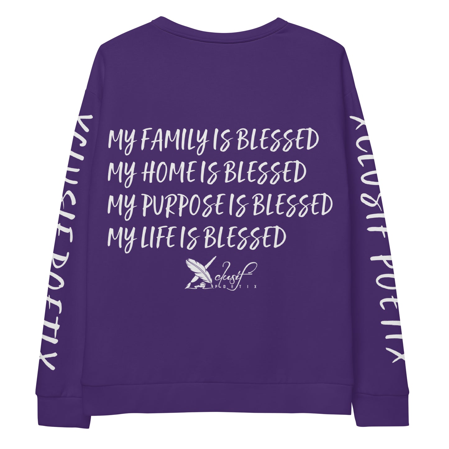 BLESSED BY XCLUSIF POETIX PURPLE & WHITE Unisex Sweatshirt