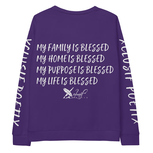 BLESSED BY XCLUSIF POETIX PURPLE & WHITE Unisex Sweatshirt