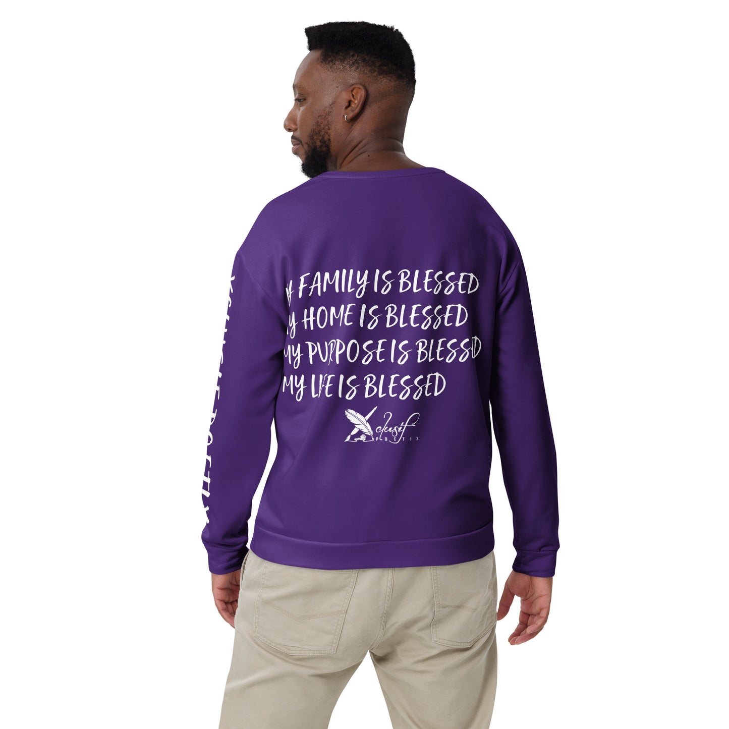 BLESSED BY XCLUSIF POETIX PURPLE & WHITE Unisex Sweatshirt