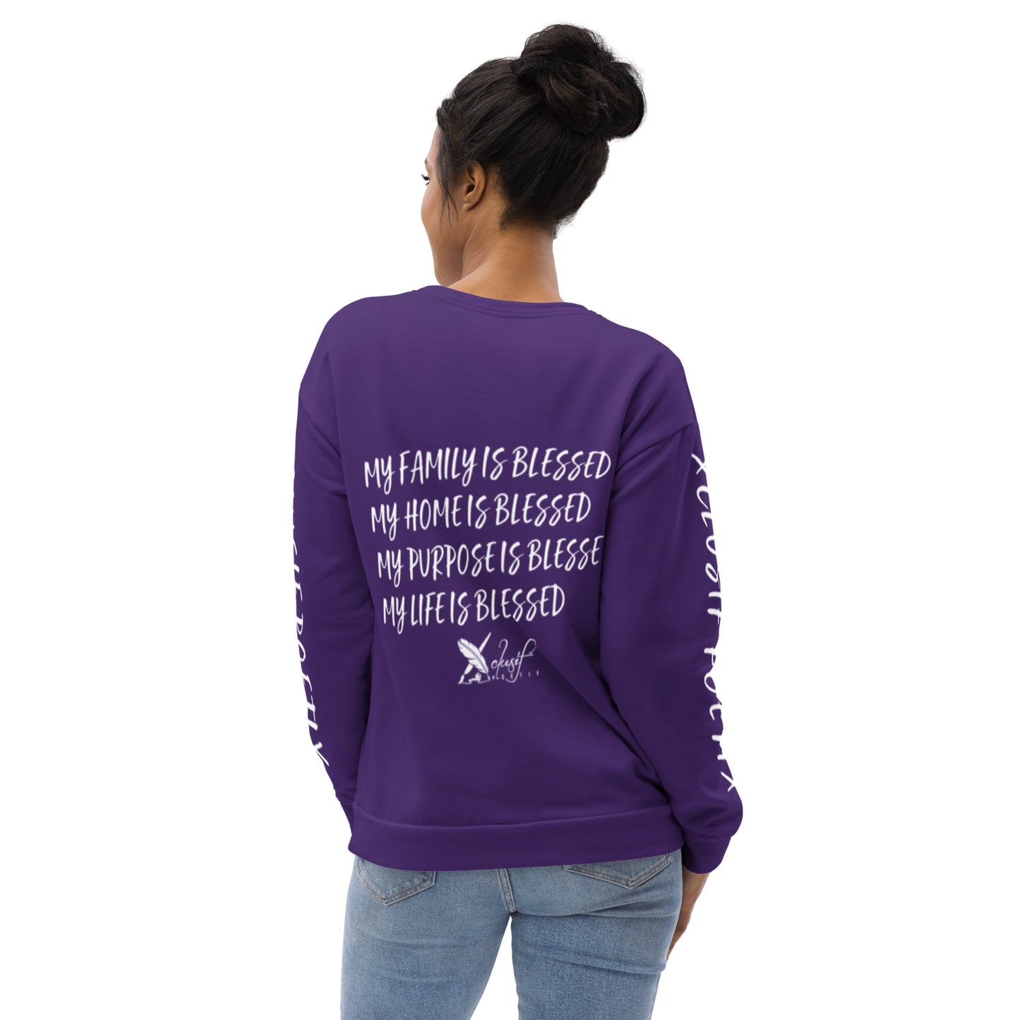 BLESSED BY XCLUSIF POETIX PURPLE & WHITE Unisex Sweatshirt