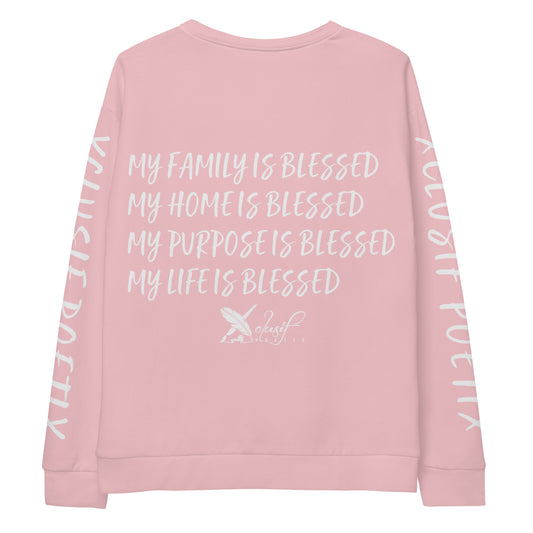 BLESSED BY XCLUSIF POETIX PINK & WHITE Unisex Sweatshirt