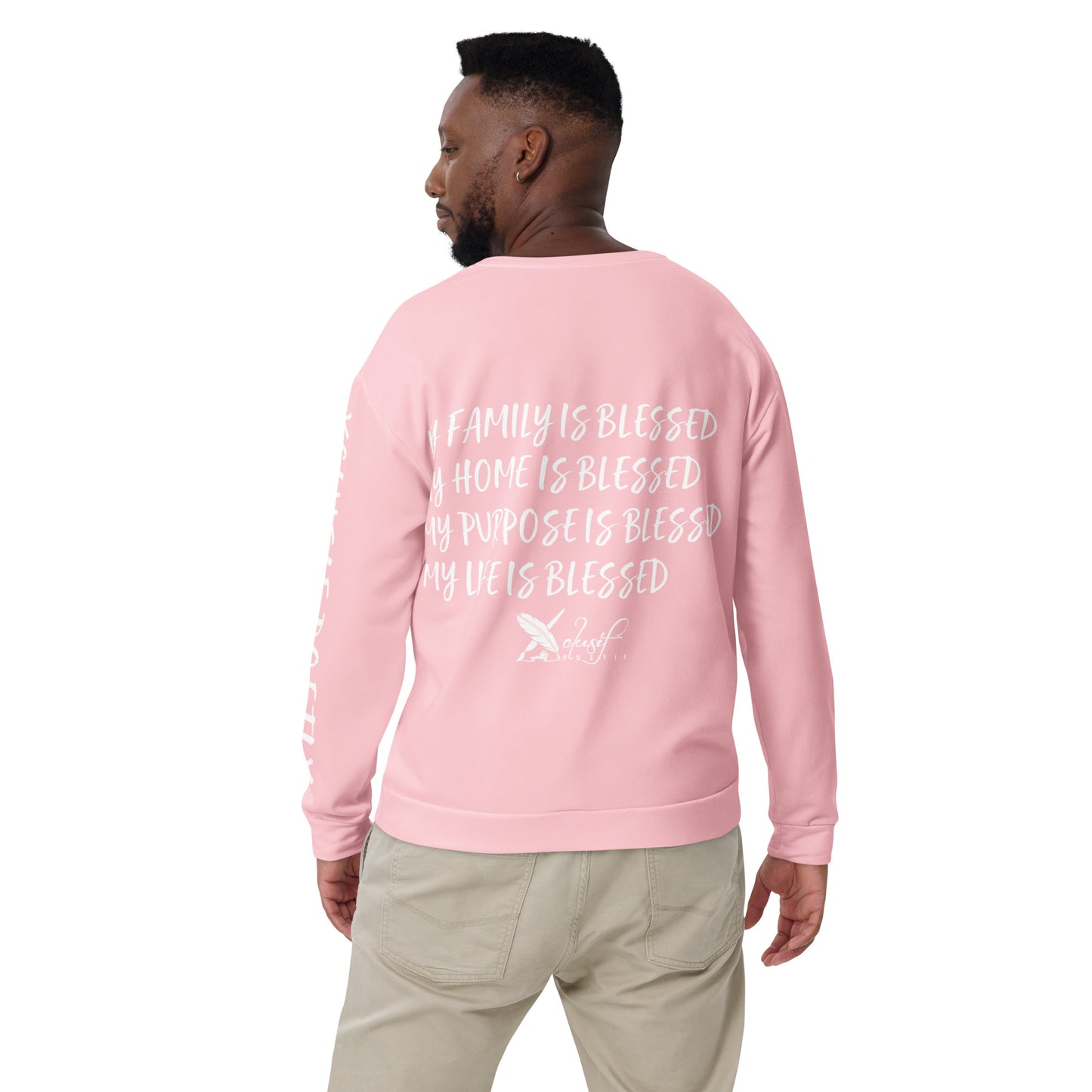 BLESSED BY XCLUSIF POETIX PINK & WHITE Unisex Sweatshirt