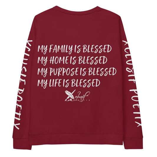 BLESSED BY XCLUSIF POETIX BURGUNDY & WHITE Unisex Sweatshirt