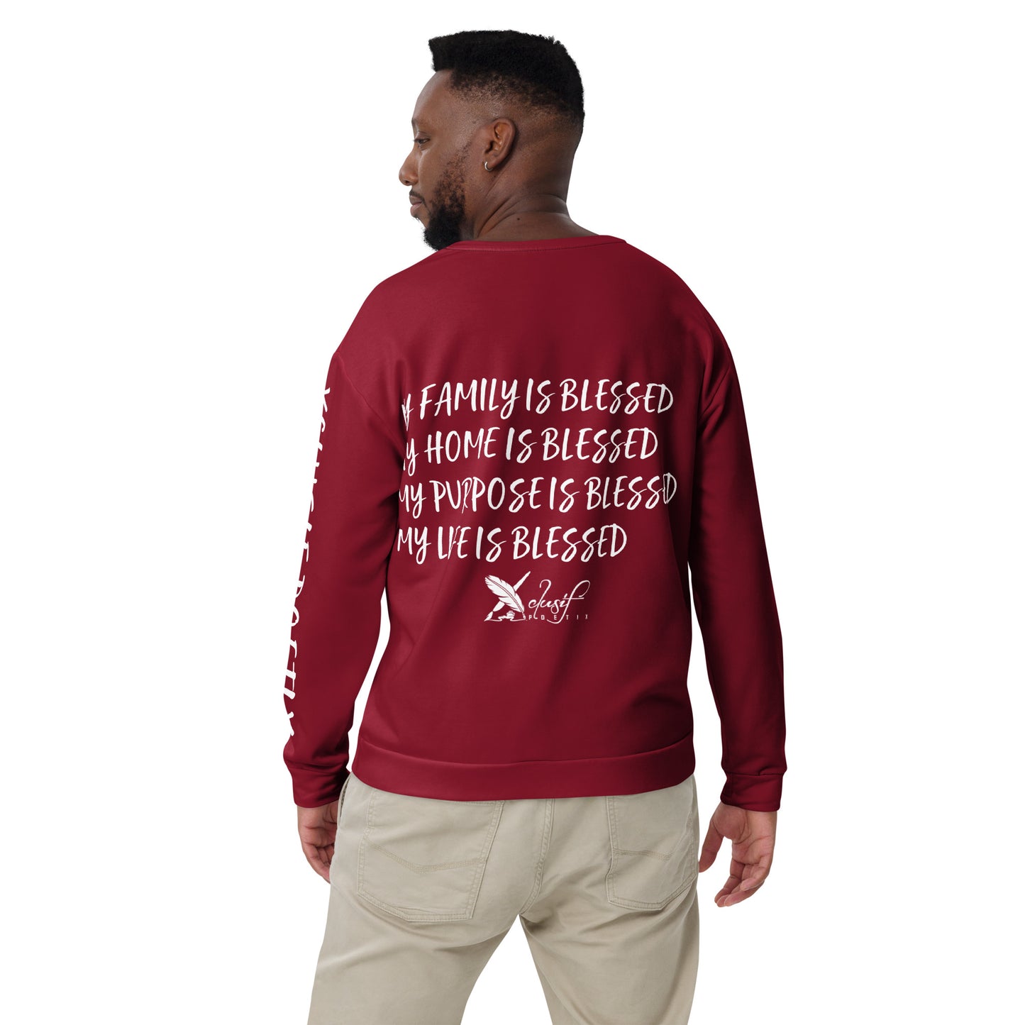 BLESSED BY XCLUSIF POETIX BURGUNDY & WHITE Unisex Sweatshirt