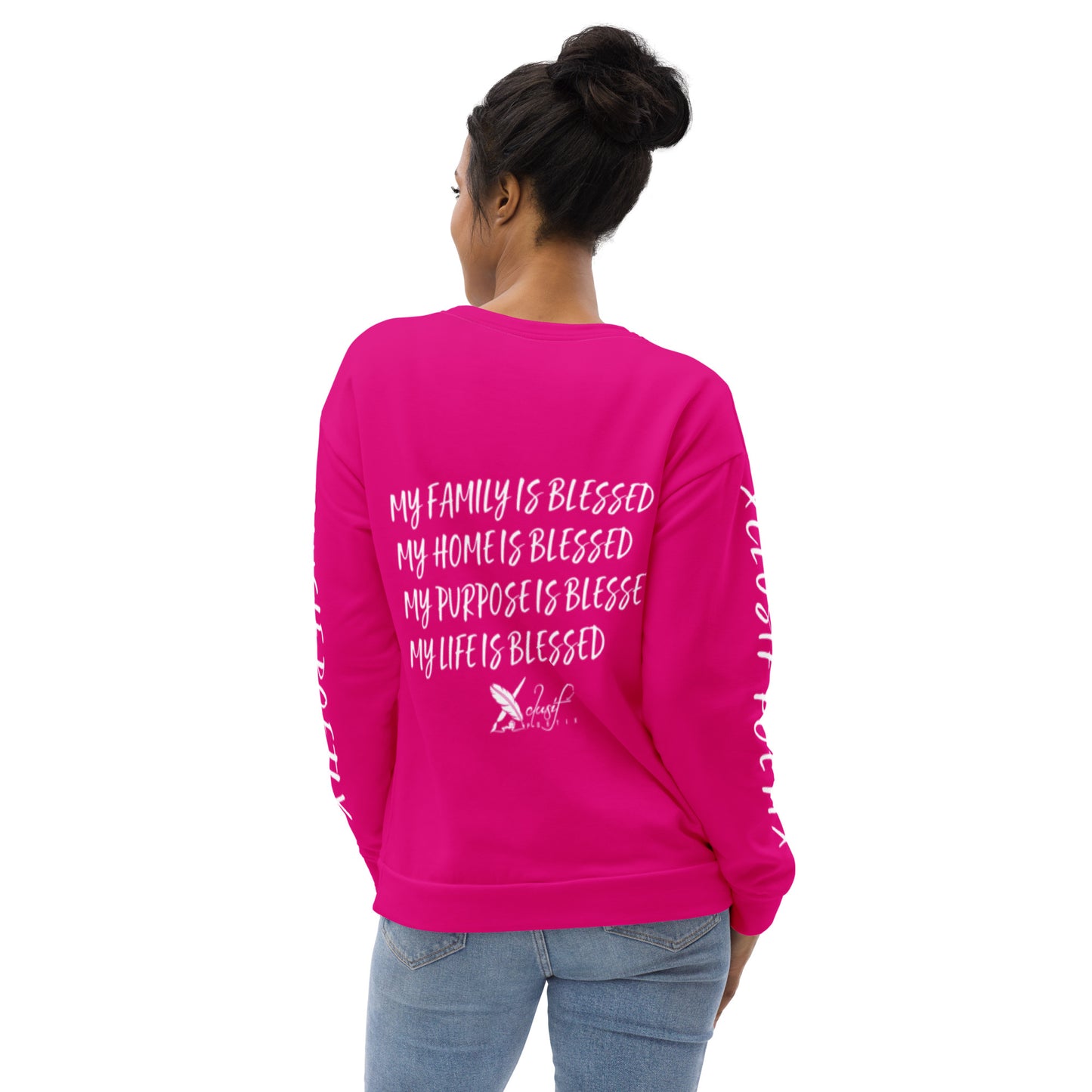 BLESSED BY XCLUSIF POETIX HOT PINK & WHITE Unisex Sweatshirt