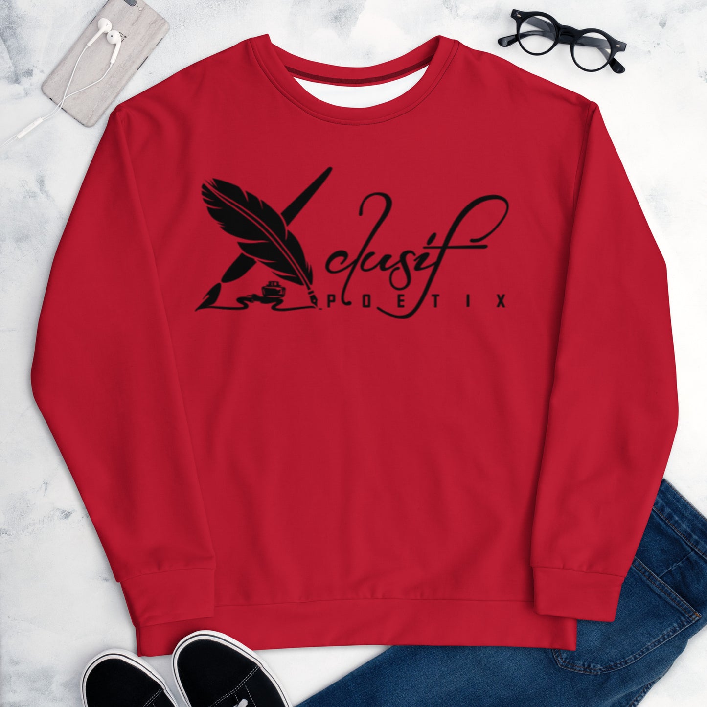 XCLUSIF POETIX RED & BLACK LOGO Unisex Sweatshirt