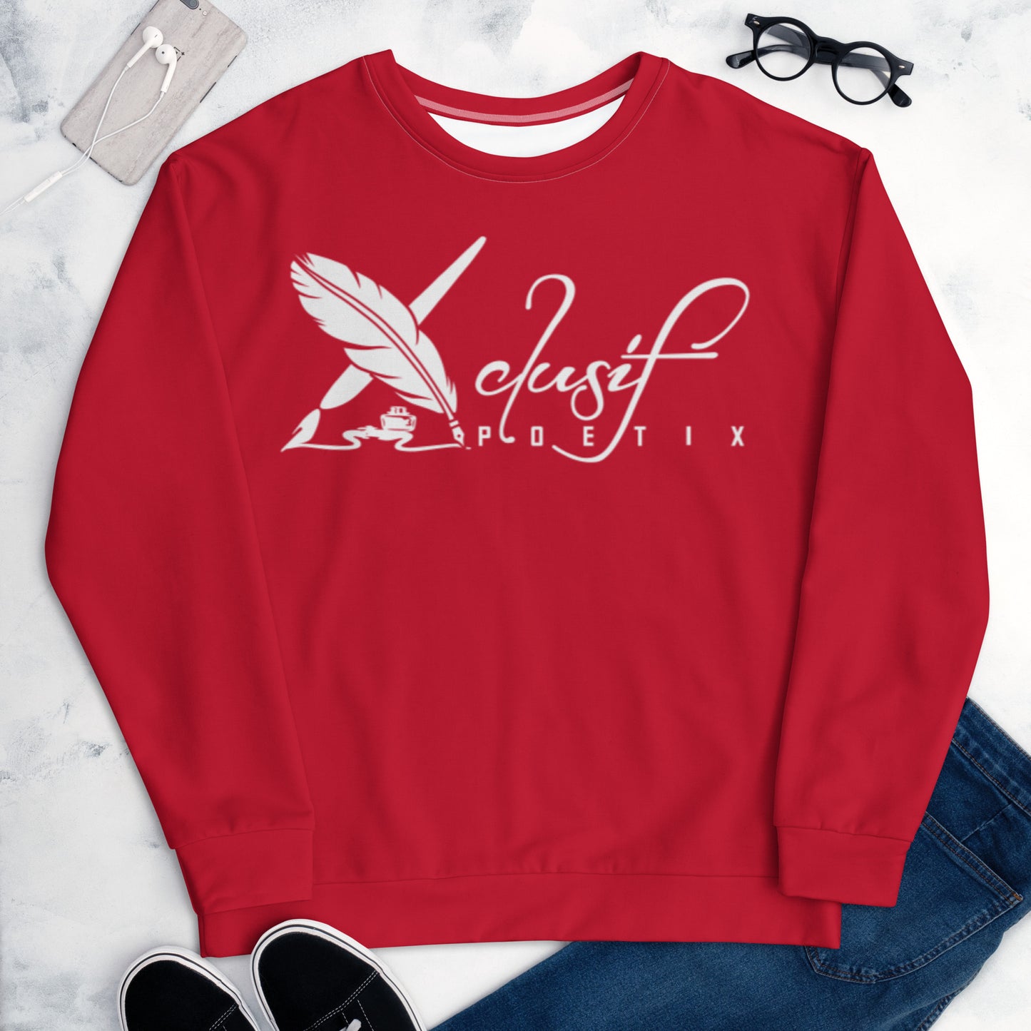 XCLUSIF POETIX RED & WHITE LOGO Unisex Sweatshirt