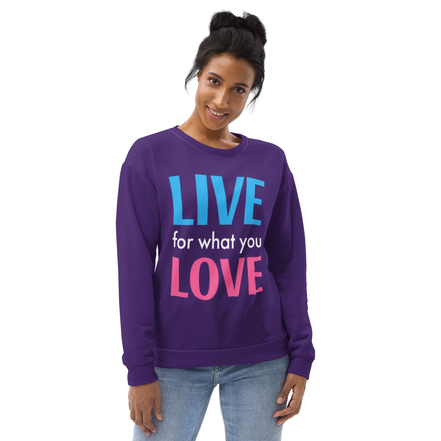 "LIVE FOR WHAT YOU LOVE" BY XCLUSIF POETIX PURPLE Unisex Sweatshirt