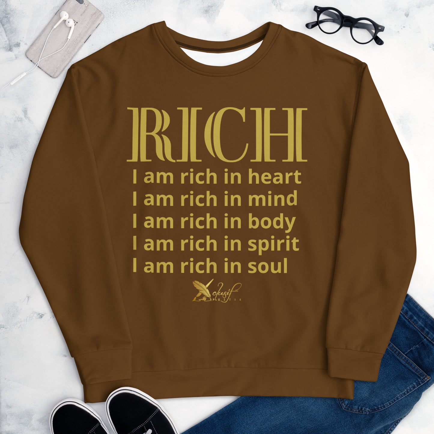 RICH BY XCLUSIF POETIX BROWN & GOLD Unisex Sweatshirt