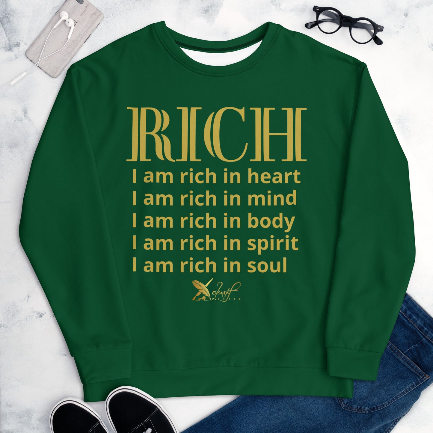 RICH BY XCLUSIF POETIX FOREST GREEN & GOLD Unisex Sweatshirt