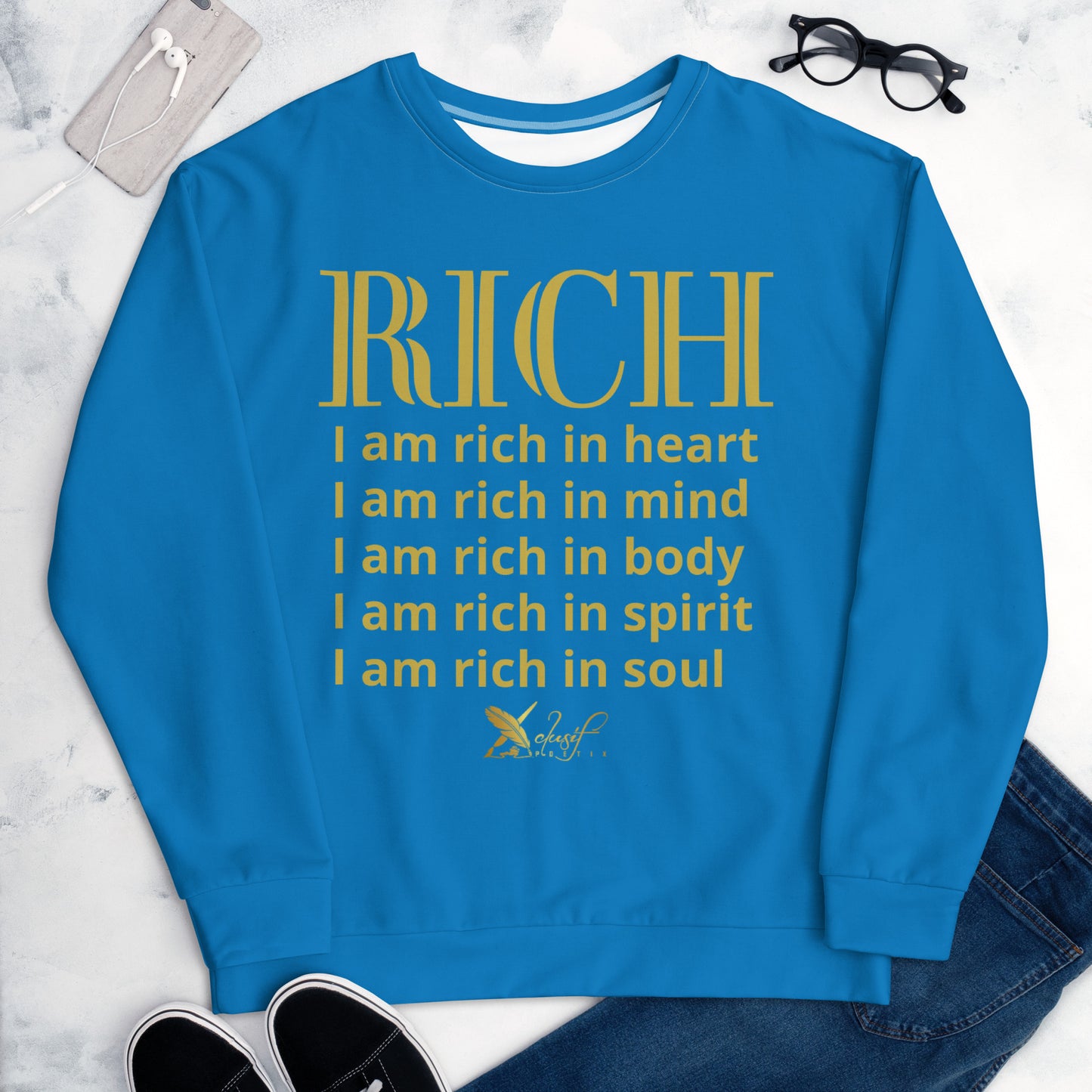 RICH BY XCLUSIF POETIX BLUE & GOLD Unisex Sweatshirt