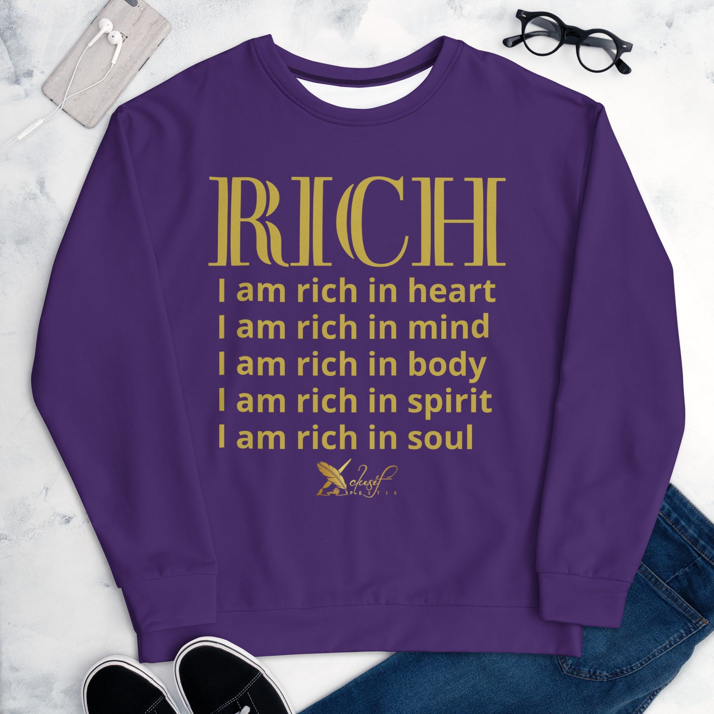 RICH BY XCLUSIF POETIX PURPLE & GOLD Unisex Sweatshirt