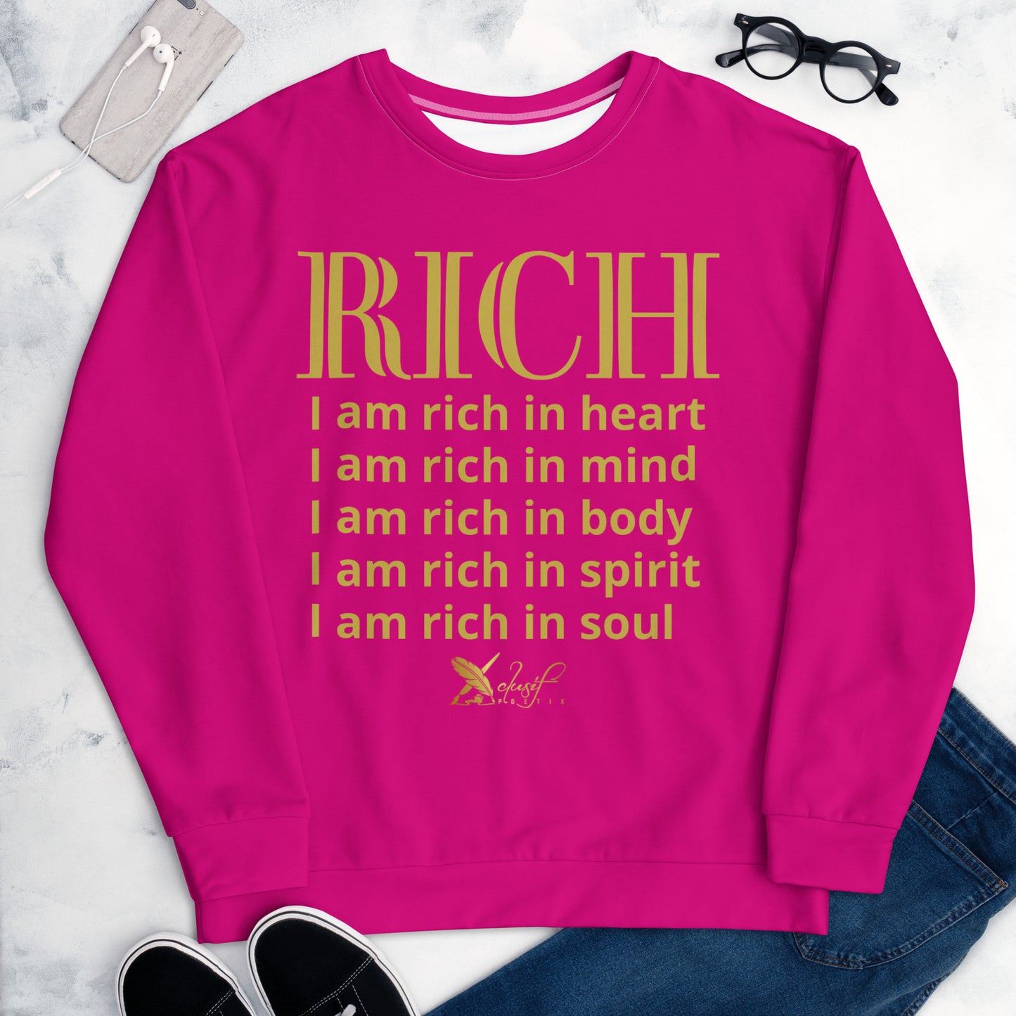 RICH BY XCLUSIF POETIX HOT PINK & GOLD Unisex Sweatshirt