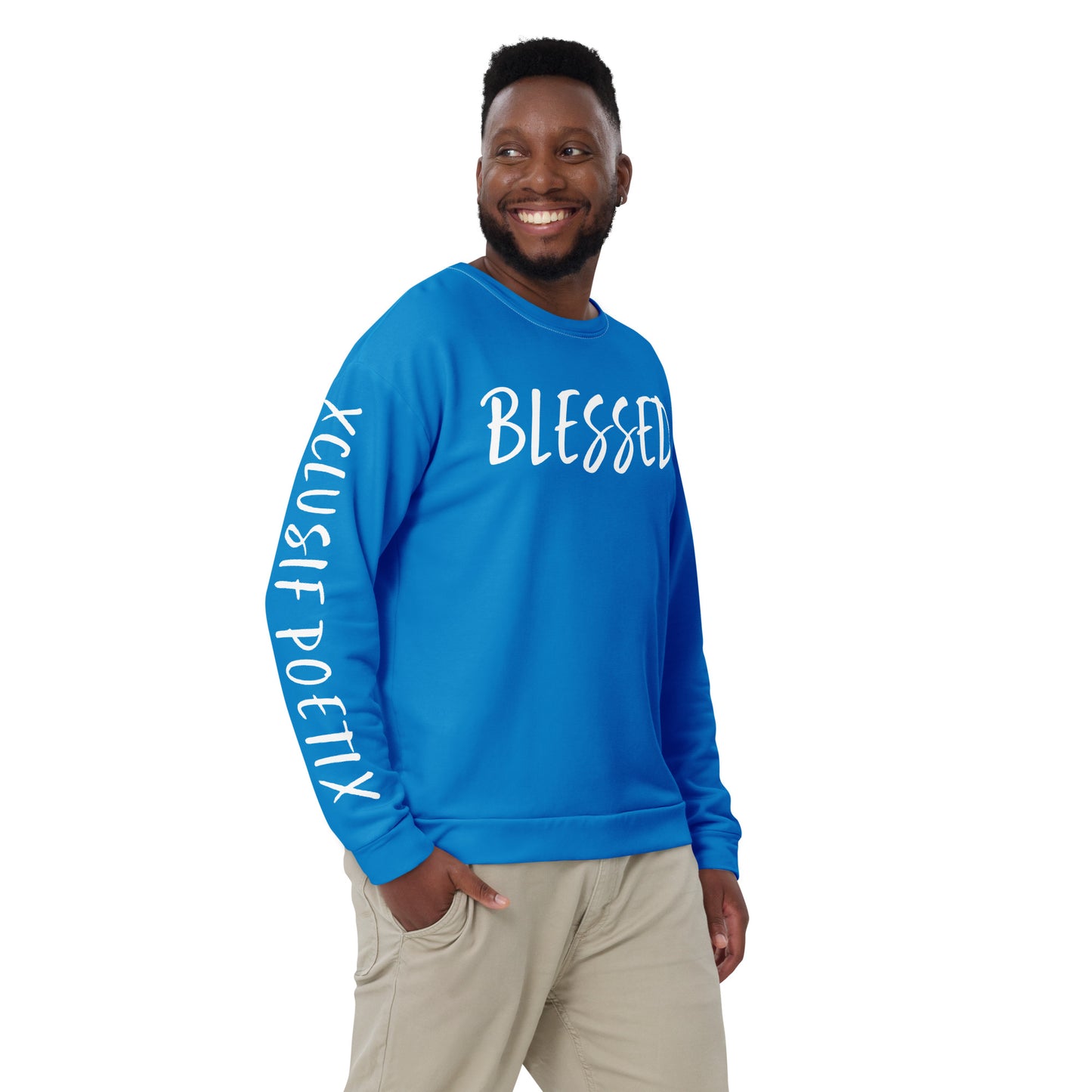 BLESSED BY XCLUSIF POETIX BLUE & WHITE Unisex Sweatshirt