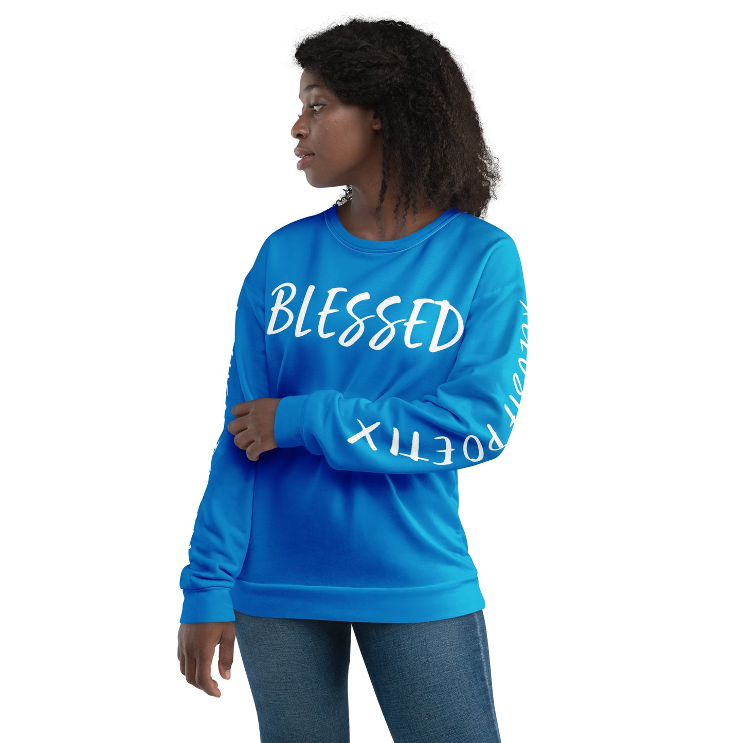 BLESSED BY XCLUSIF POETIX BLUE & WHITE Unisex Sweatshirt