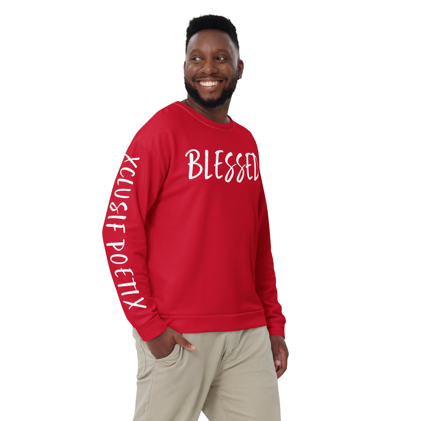 BLESSED BY XCLUSIF POETIX RED & WHITE Unisex Sweatshirt