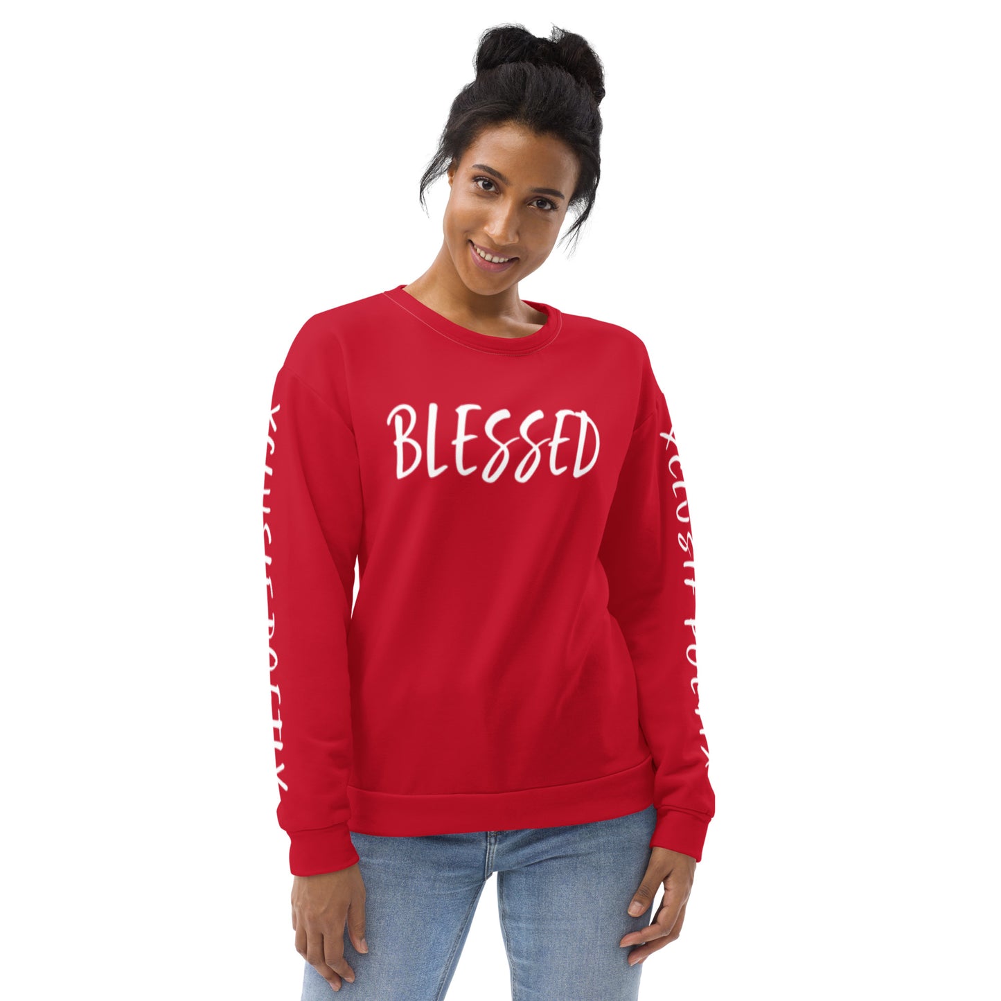 BLESSED BY XCLUSIF POETIX RED & WHITE Unisex Sweatshirt