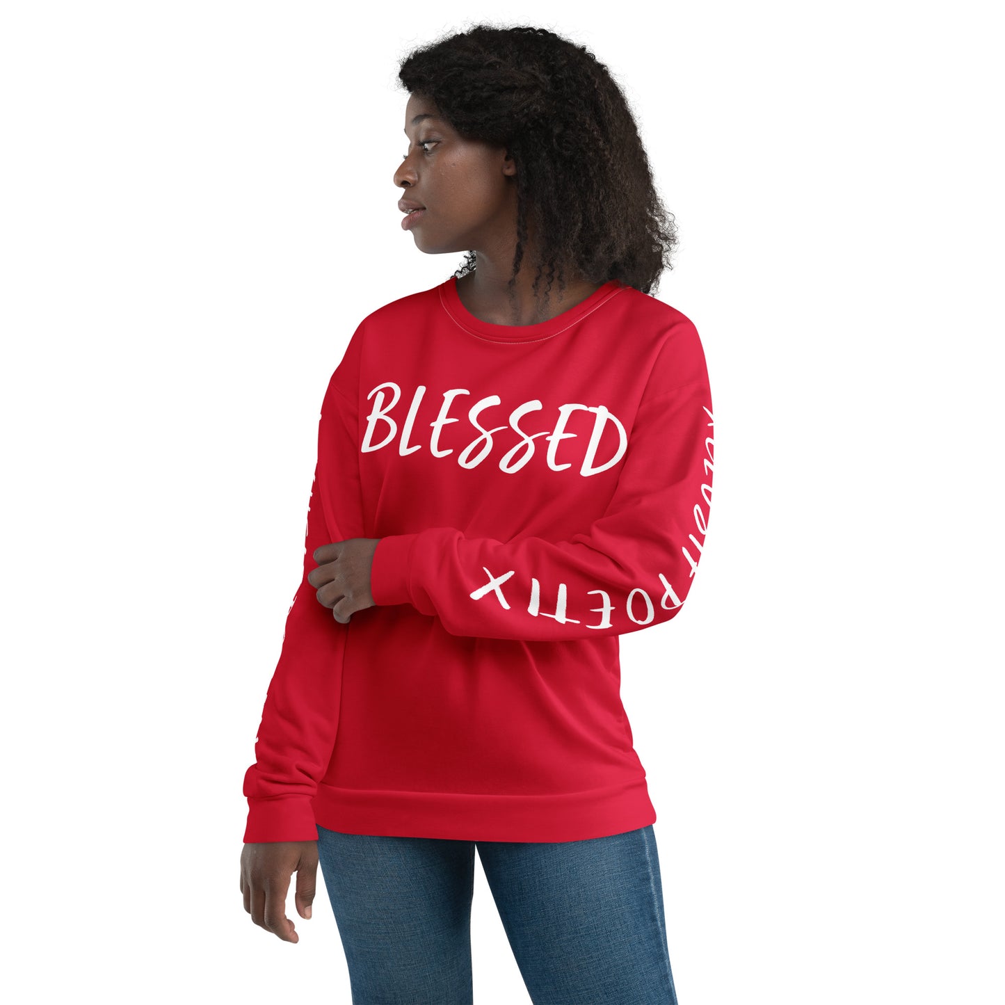 BLESSED BY XCLUSIF POETIX RED & WHITE Unisex Sweatshirt