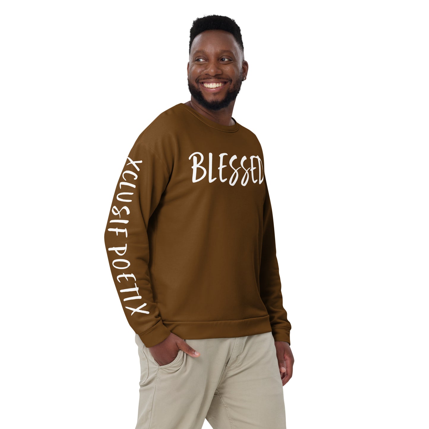 BLESSED BY XCLUSIF POETIX BROWN & WHITE Unisex Sweatshirt