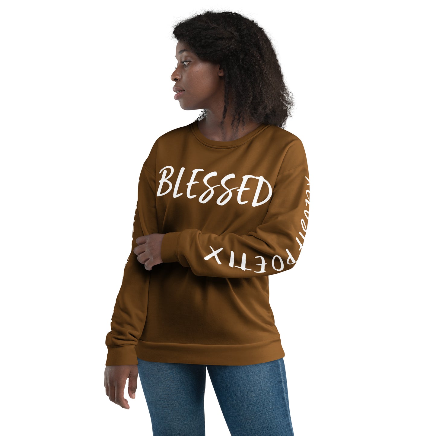 BLESSED BY XCLUSIF POETIX BROWN & WHITE Unisex Sweatshirt