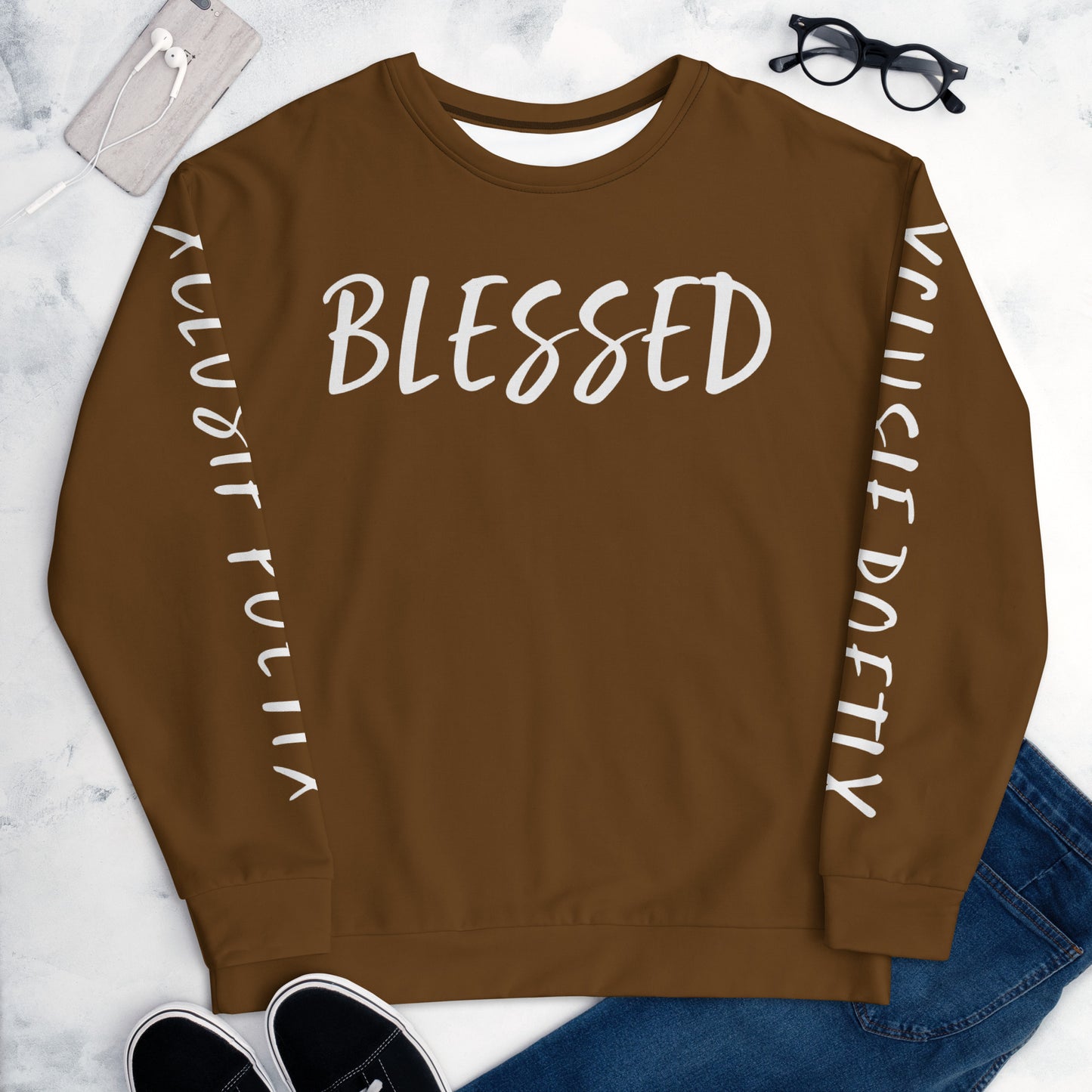 BLESSED BY XCLUSIF POETIX BROWN & WHITE Unisex Sweatshirt