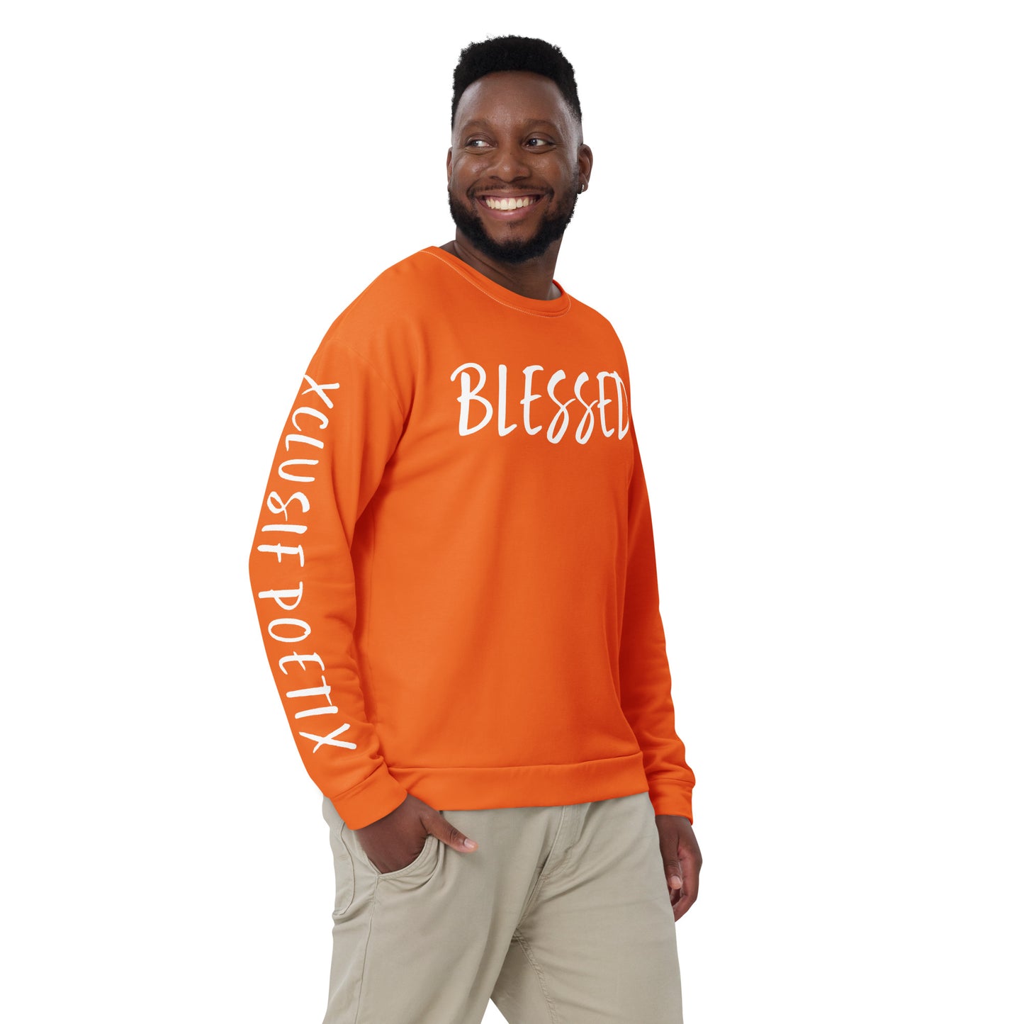 BLESSED BY XCLUSIF POETIX ORANGE & WHITE Unisex Sweatshirt