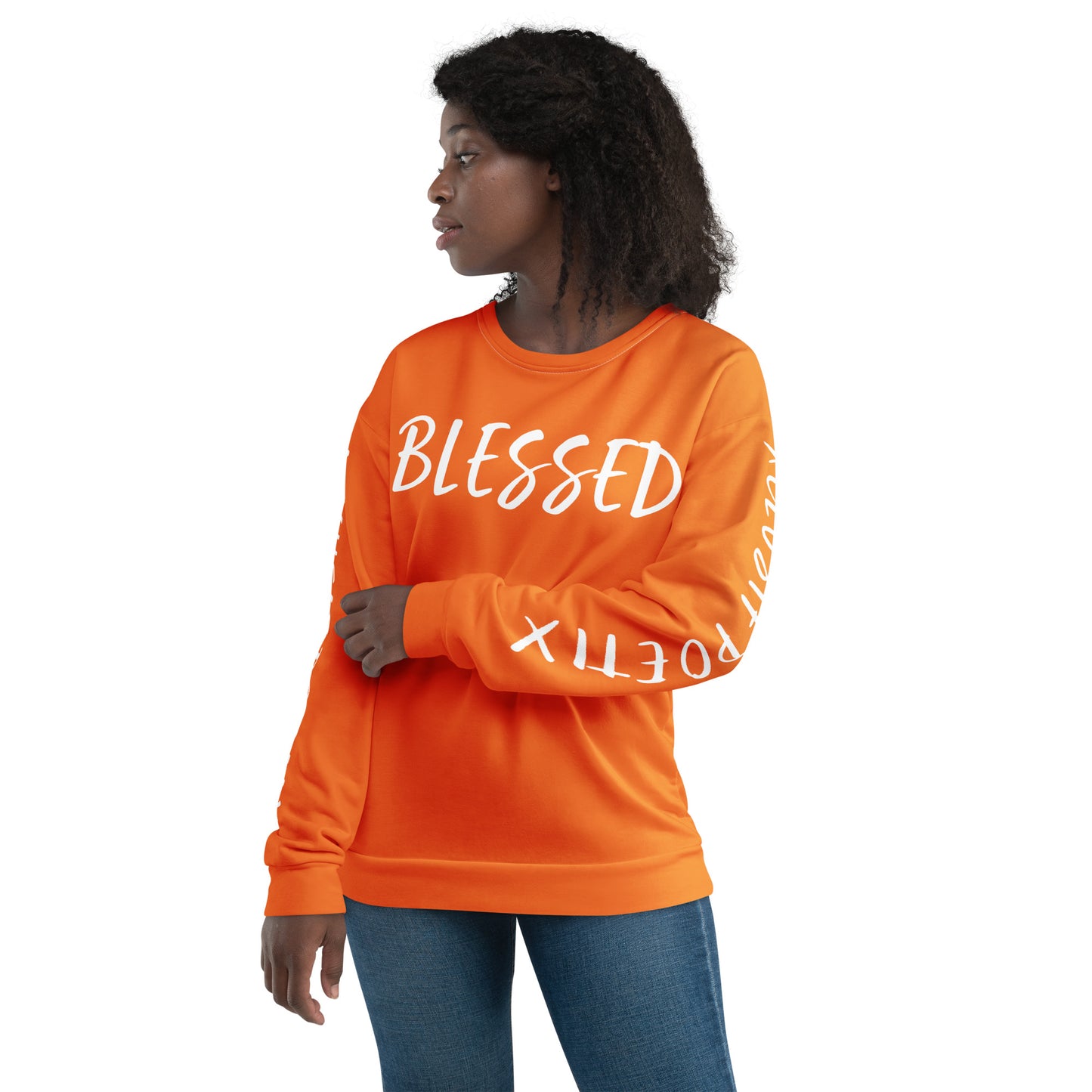 BLESSED BY XCLUSIF POETIX ORANGE & WHITE Unisex Sweatshirt