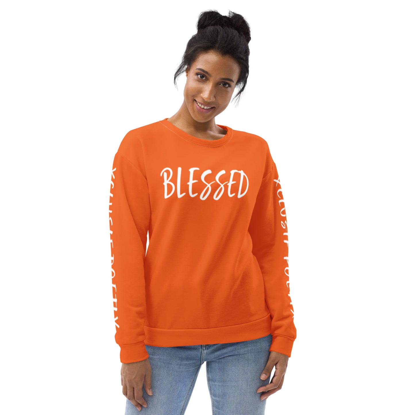 BLESSED BY XCLUSIF POETIX ORANGE & WHITE Unisex Sweatshirt