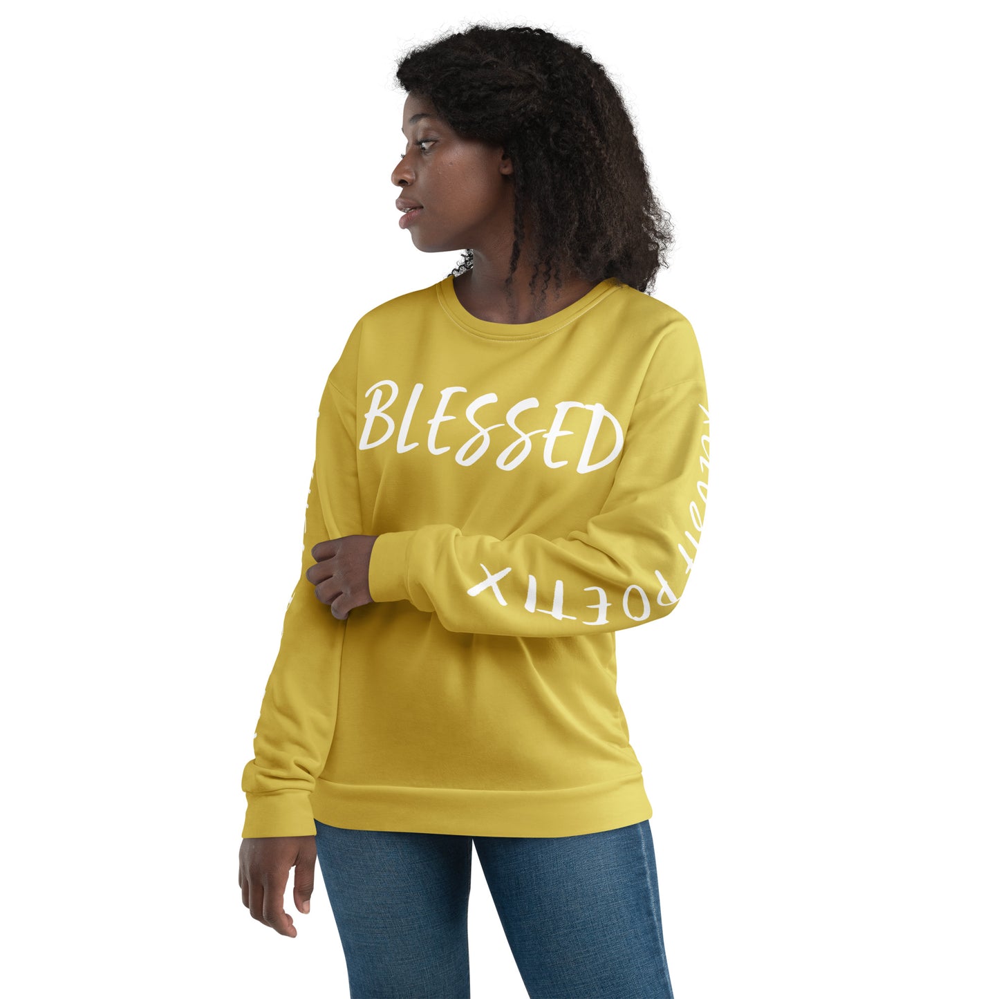 BLESSED BY XCLUSIF POETIX GOLD & WHITE Unisex Sweatshirt