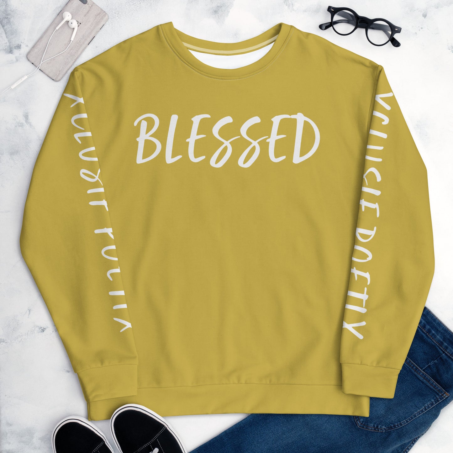 BLESSED BY XCLUSIF POETIX GOLD & WHITE Unisex Sweatshirt