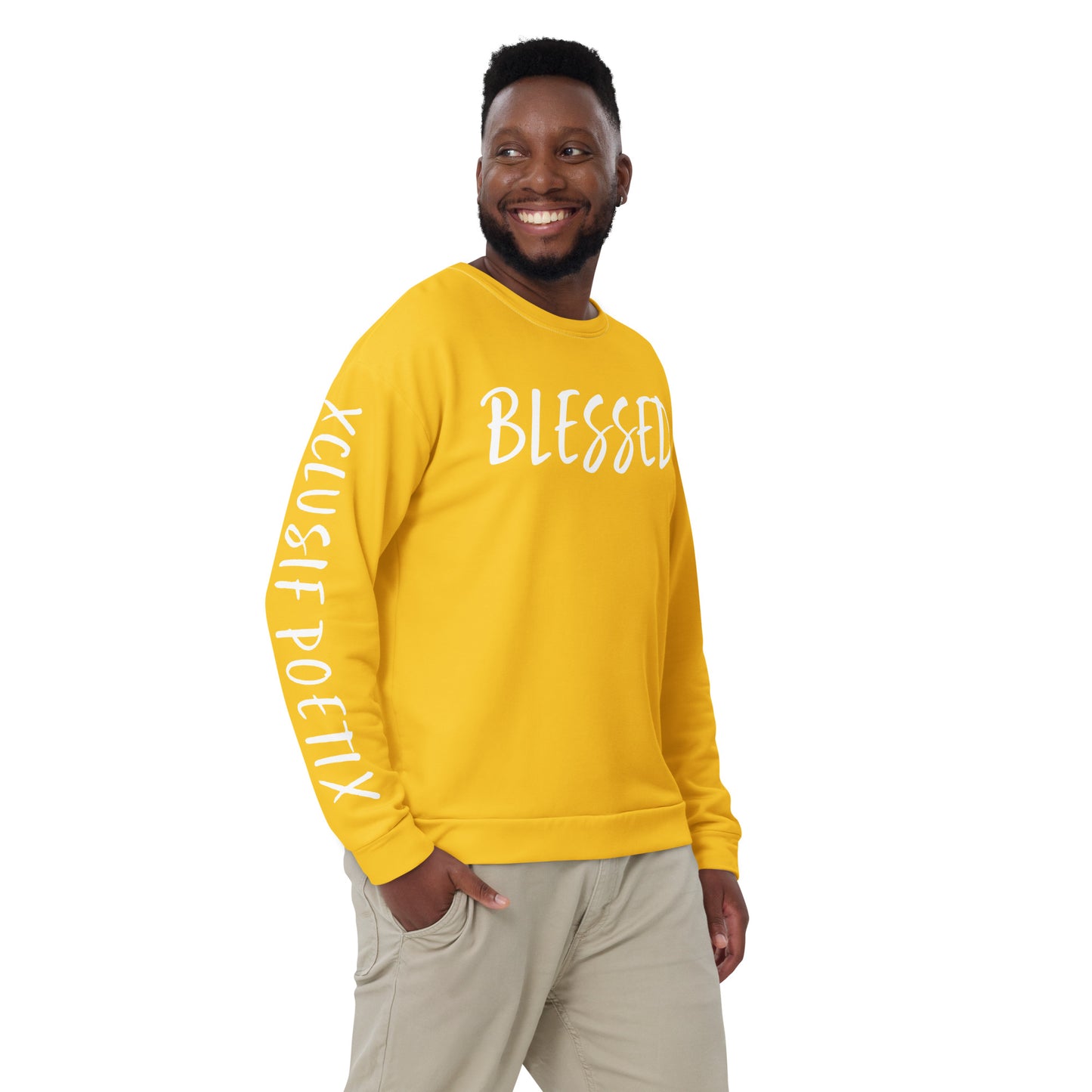 BLESSED BY XCLUSIF POETIX YELLOW & WHITE Unisex Sweatshirt