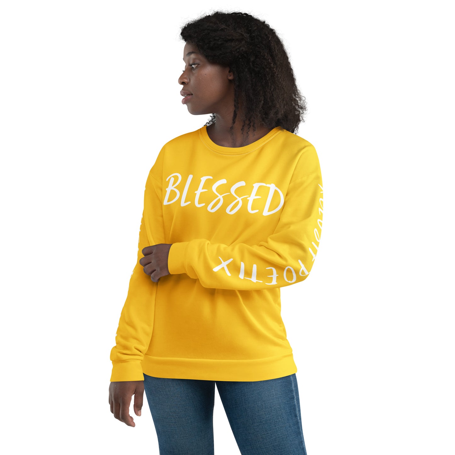 BLESSED BY XCLUSIF POETIX YELLOW & WHITE Unisex Sweatshirt