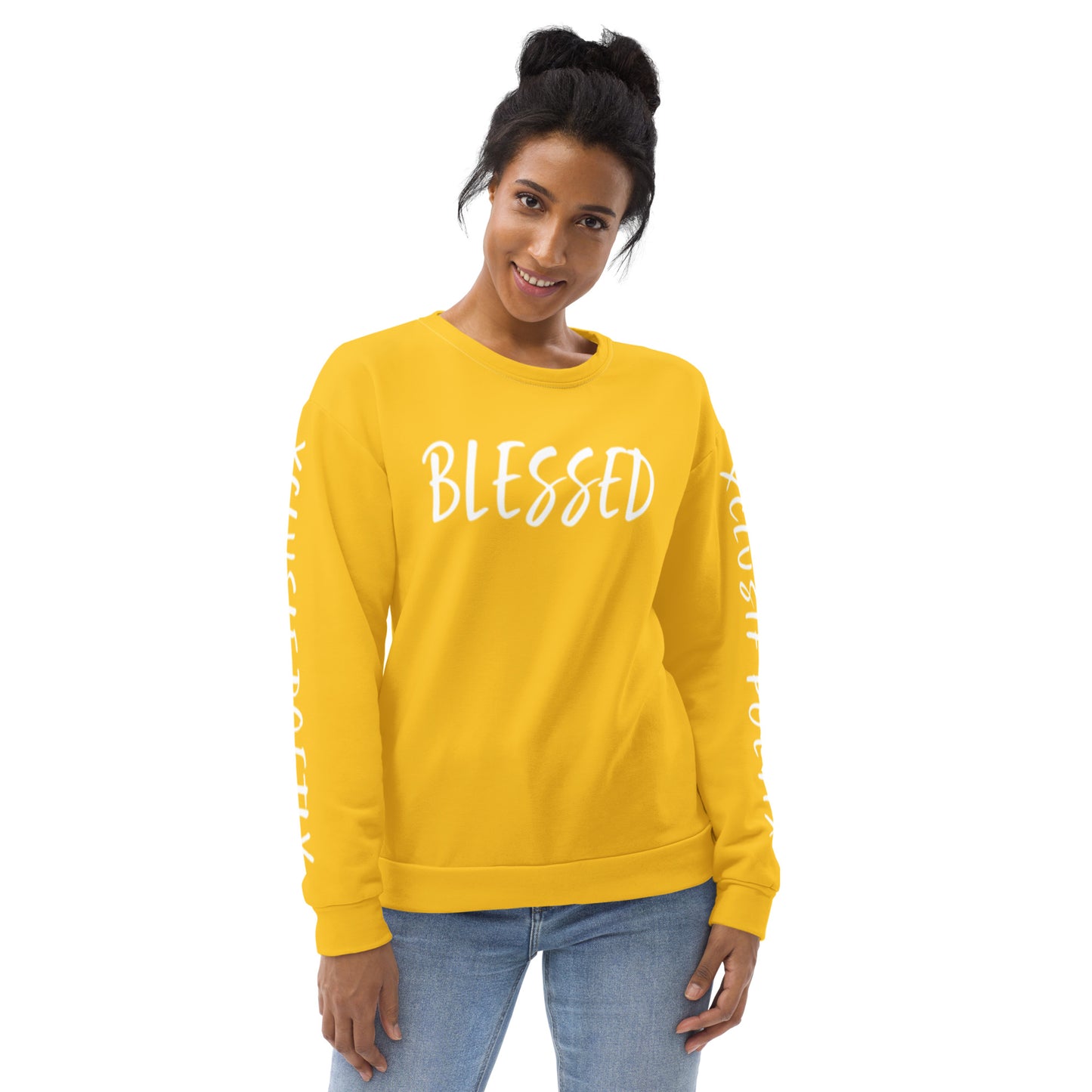 BLESSED BY XCLUSIF POETIX YELLOW & WHITE Unisex Sweatshirt