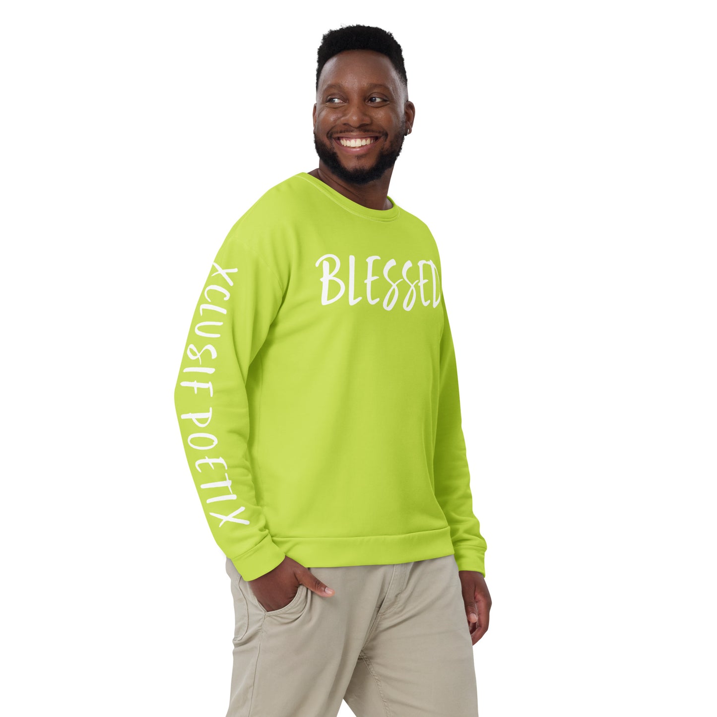 BLESSED BY XCLUSIF POETIX LIGHT GREEN & WHITE Unisex Sweatshirt