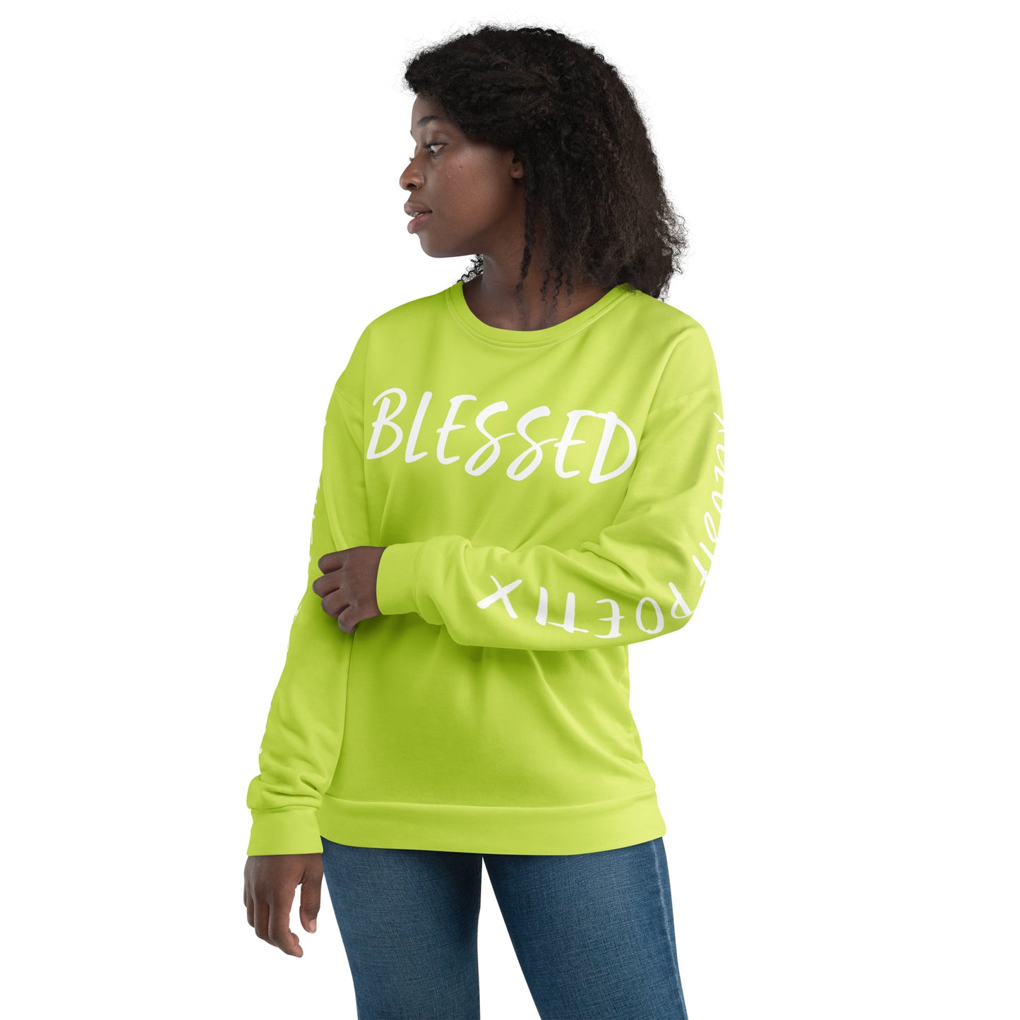 BLESSED BY XCLUSIF POETIX LIGHT GREEN & WHITE Unisex Sweatshirt