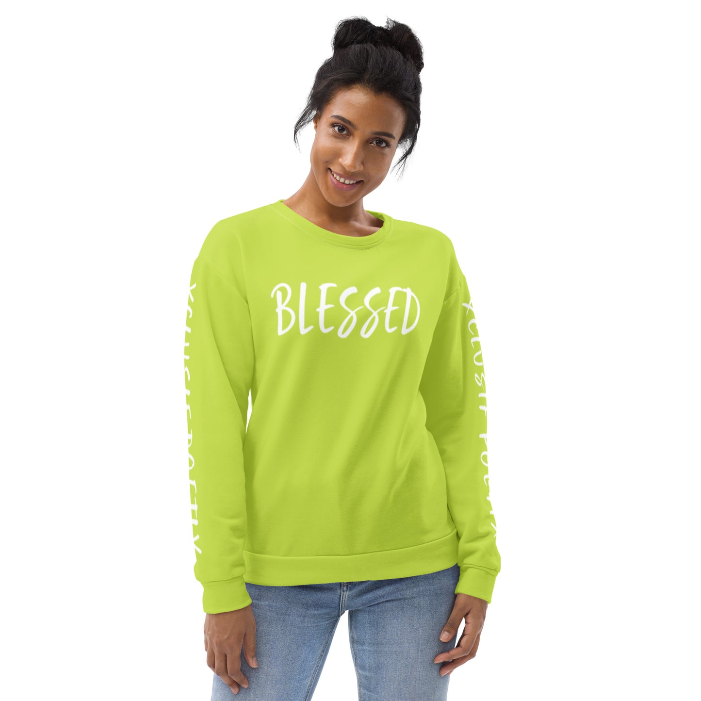 BLESSED BY XCLUSIF POETIX LIGHT GREEN & WHITE Unisex Sweatshirt