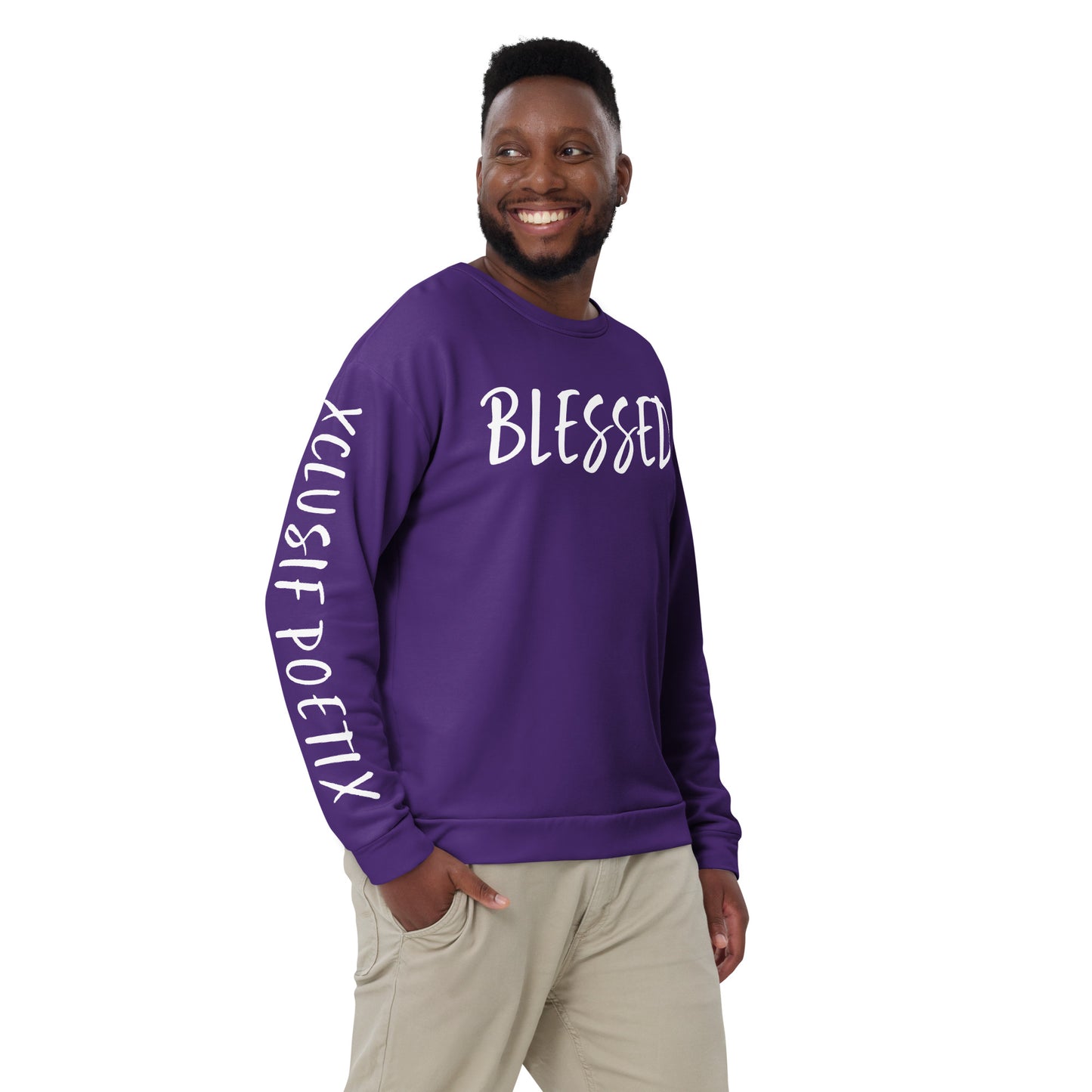 BLESSED BY XCLUSIF POETIX PURPLE & WHITE Unisex Sweatshirt