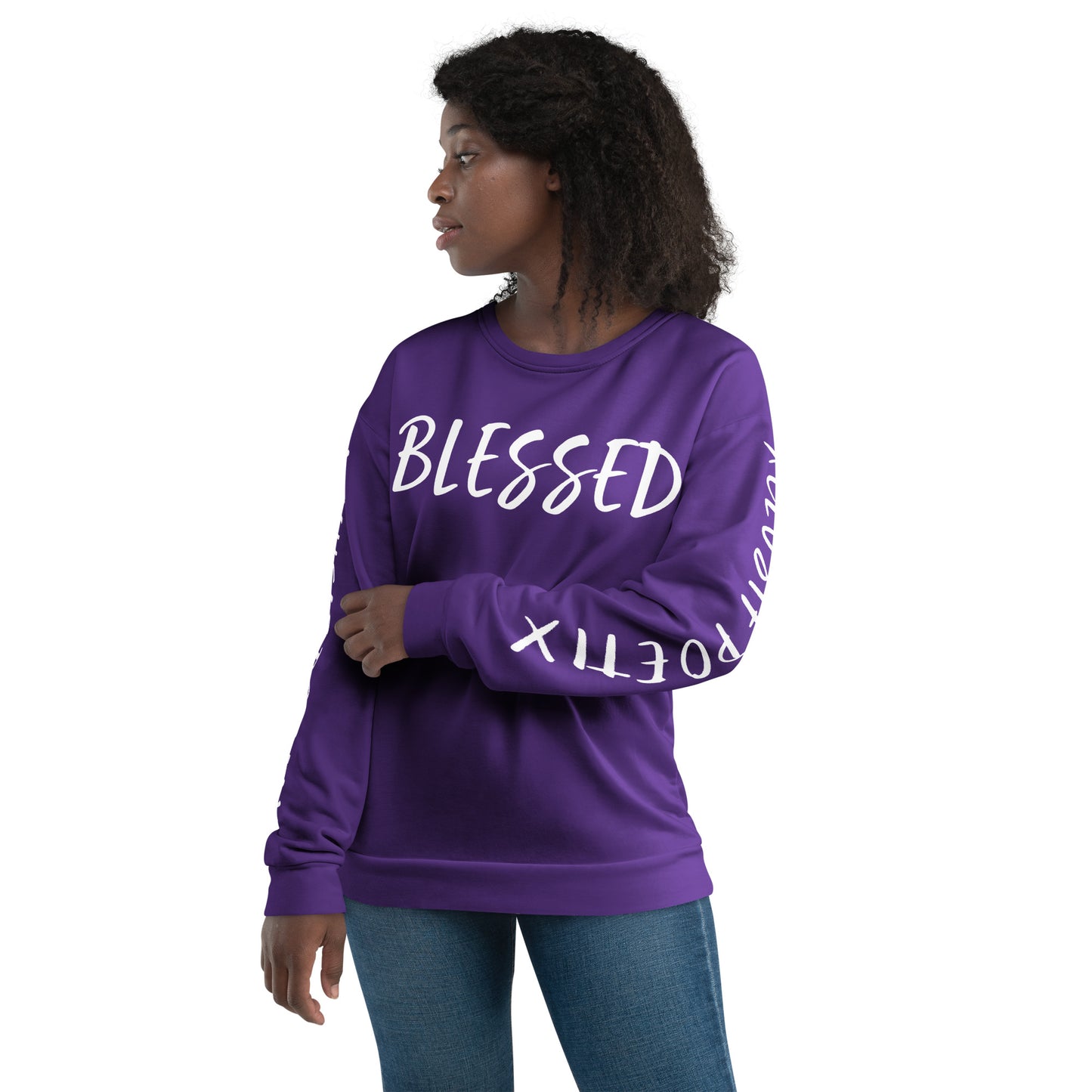 BLESSED BY XCLUSIF POETIX PURPLE & WHITE Unisex Sweatshirt