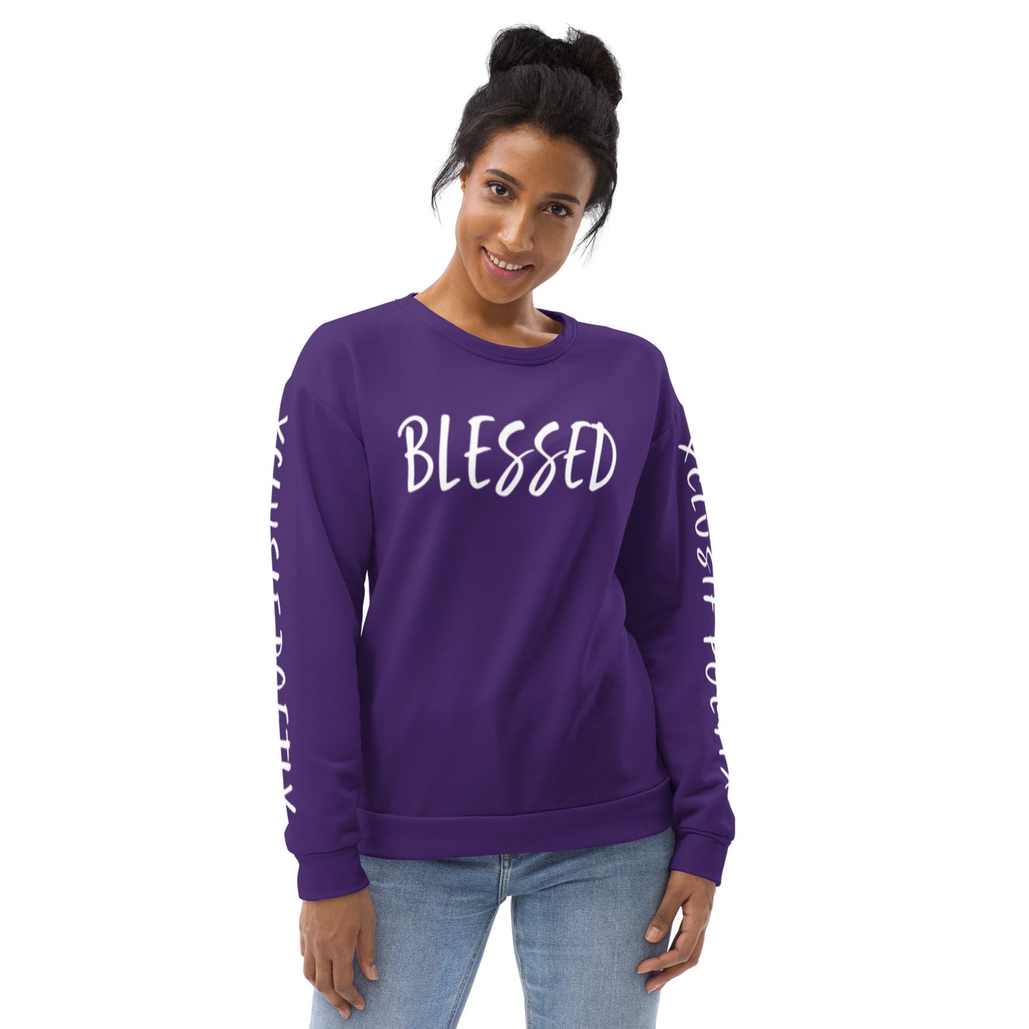 BLESSED BY XCLUSIF POETIX PURPLE & WHITE Unisex Sweatshirt