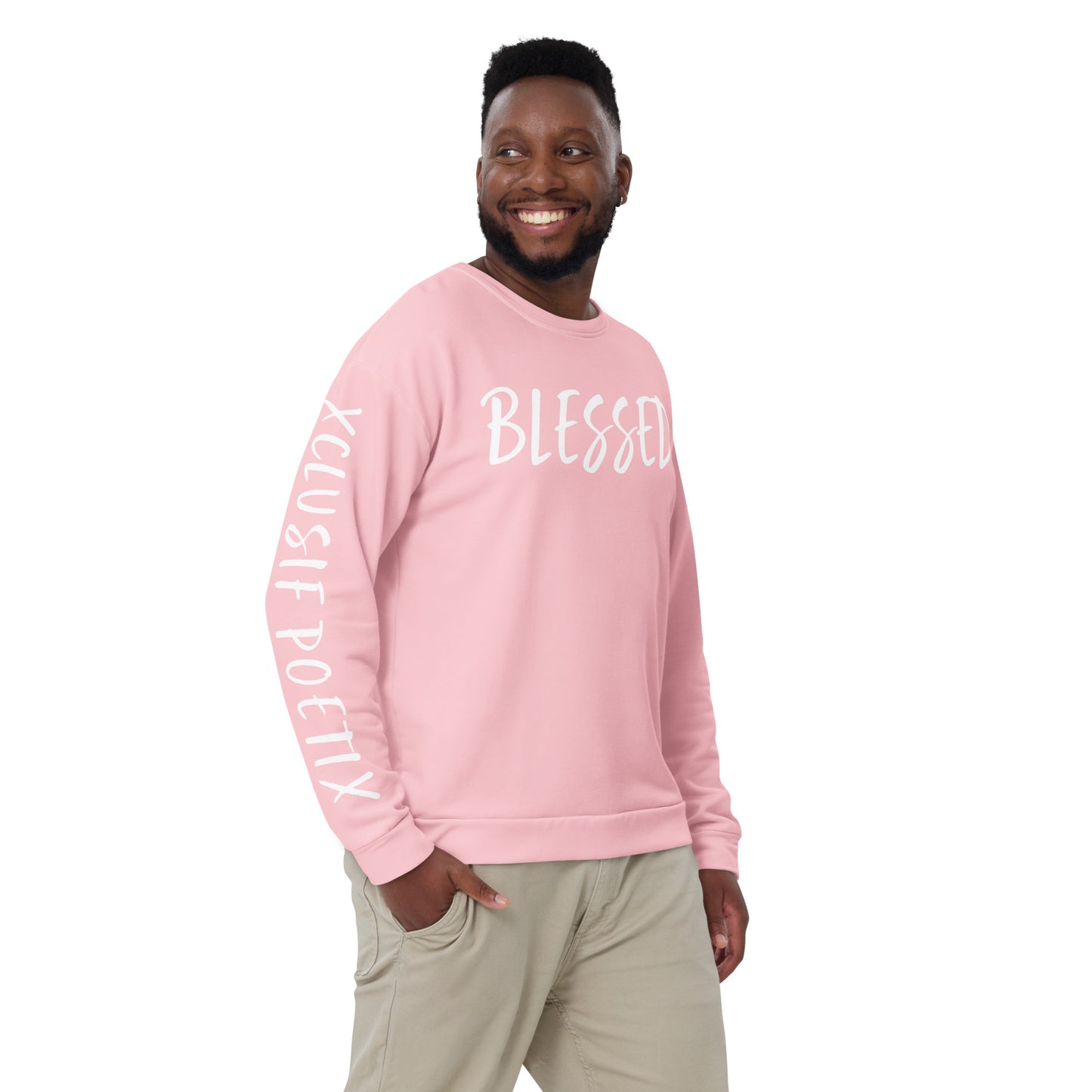 BLESSED BY XCLUSIF POETIX PINK & WHITE Unisex Sweatshirt