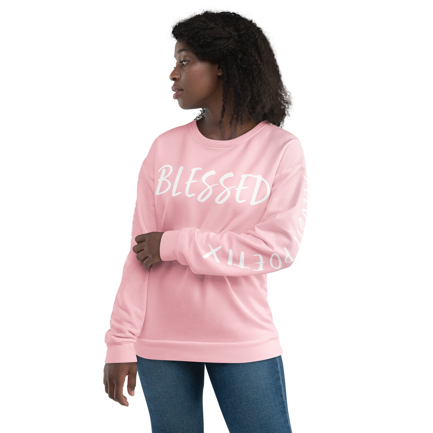 BLESSED BY XCLUSIF POETIX PINK & WHITE Unisex Sweatshirt