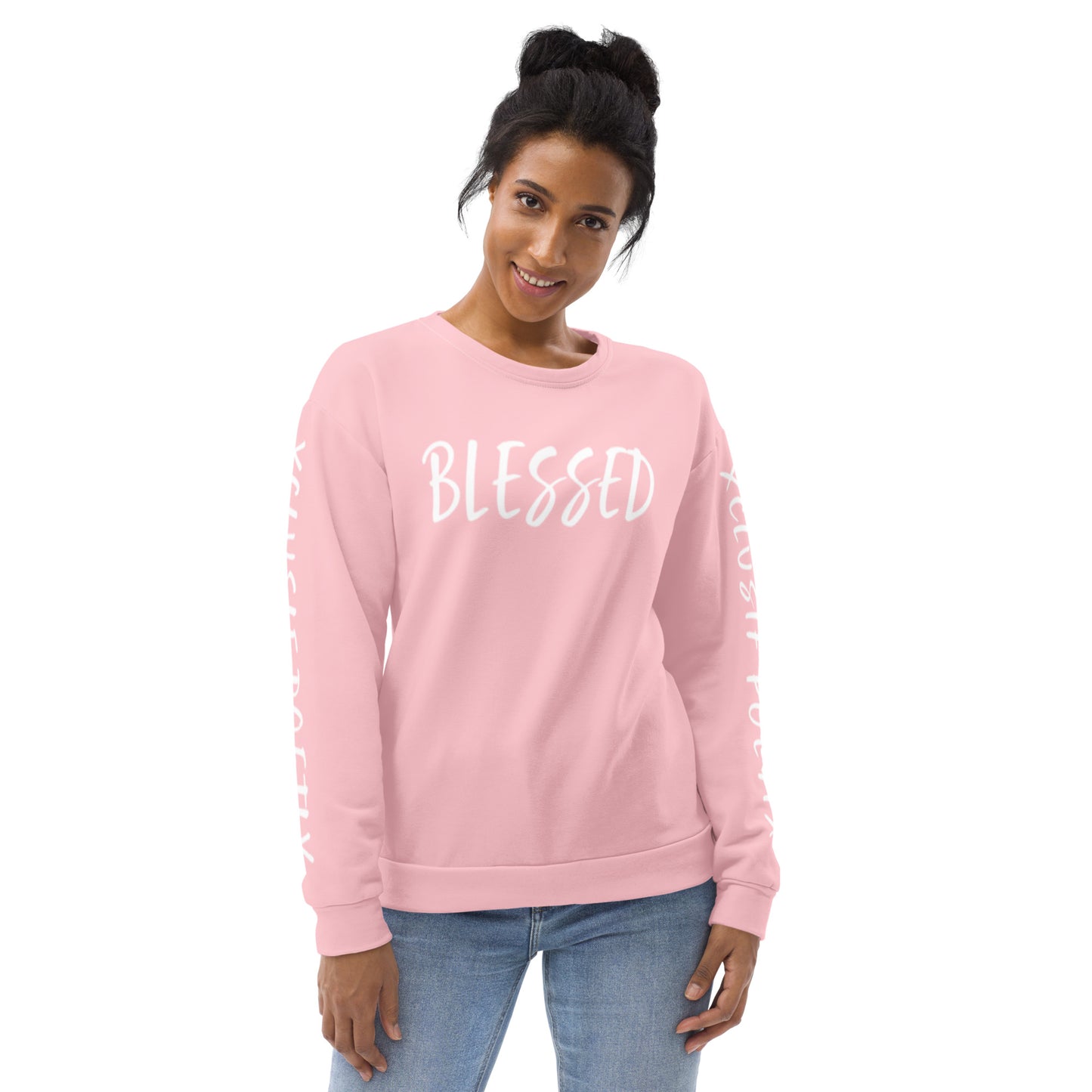 BLESSED BY XCLUSIF POETIX PINK & WHITE Unisex Sweatshirt